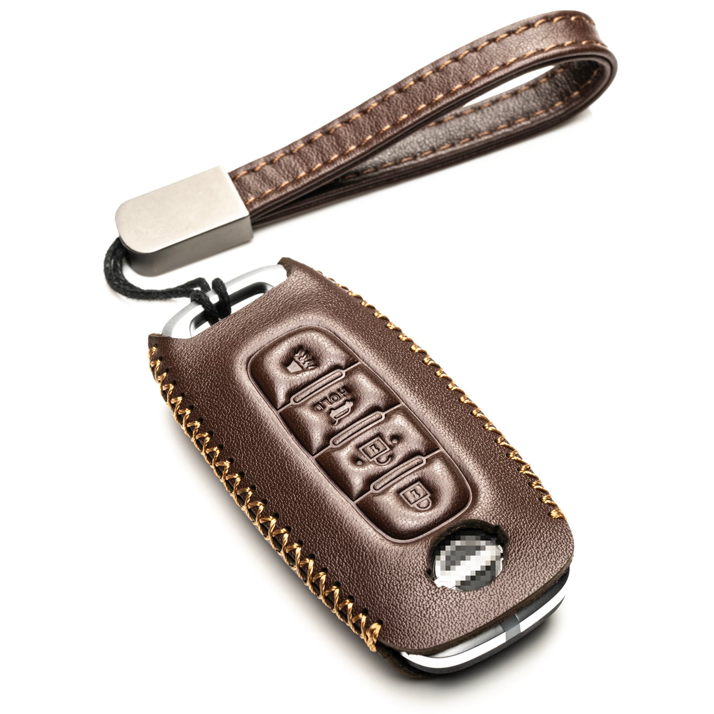 Vitodeco Genuine Leather Smart Key Fob Case Compatible with Nissan Sentra, Versa, Rogue, Pathfinder, Murano, Kicks, Ariya, Armada, Trunk Button