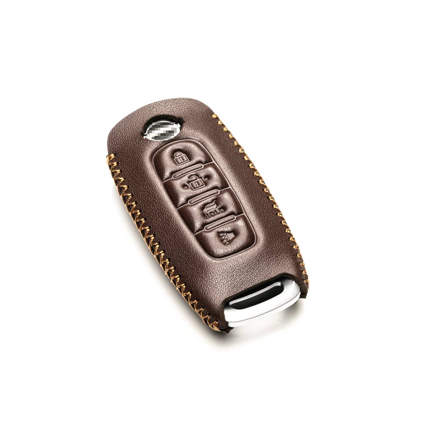 Vitodeco Genuine Leather Smart Key Fob Case Compatible with Nissan Sentra, Versa, Rogue, Pathfinder, Murano, Kicks, Ariya, Armada, Trunk Button