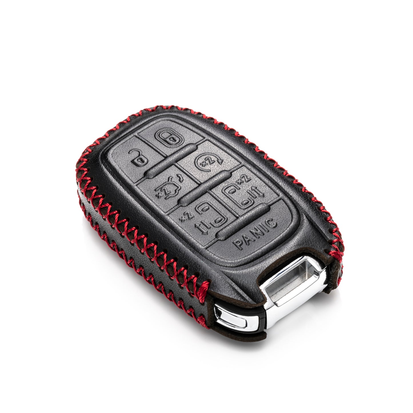 Vitodeco Genuine Leather Smart Key Fob Case Cover Protector with Leather Key Clap Compatible for Chrysler Pacifica 2017 - 2026, 7-Button