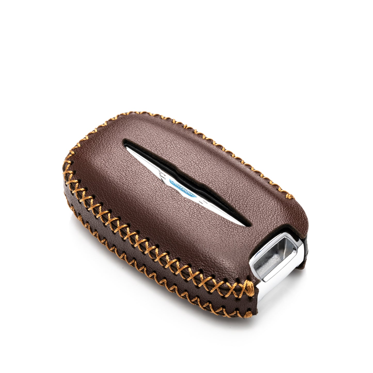 Vitodeco Genuine Leather Smart Key Fob Case Cover Protector with Leather Key Clap Compatible for Chrysler Pacifica 2017 - 2026, 7-Button