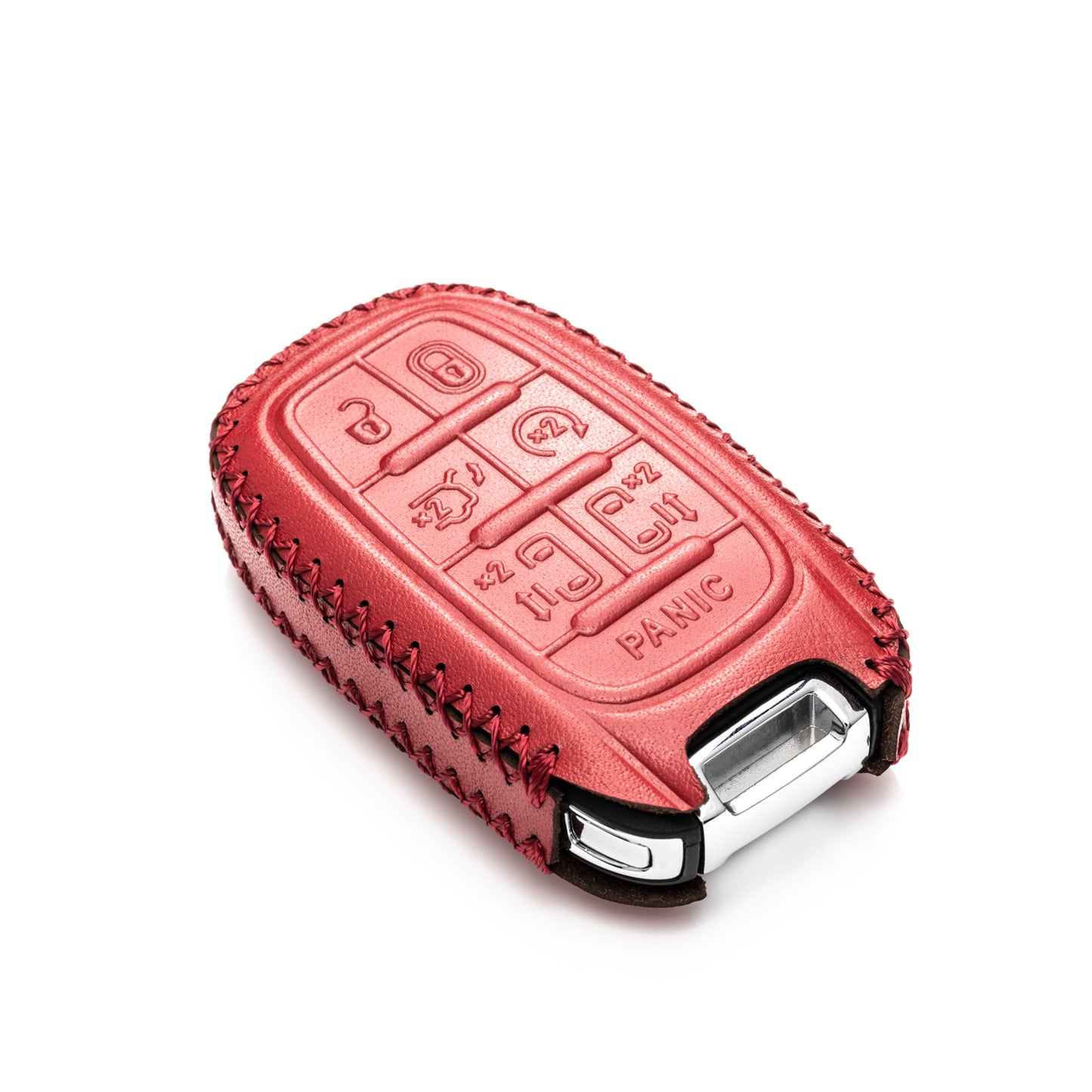 Vitodeco Genuine Leather Smart Key Fob Case Cover Protector with Leather Key Clap Compatible for Chrysler Pacifica 2017 - 2026, 7-Button