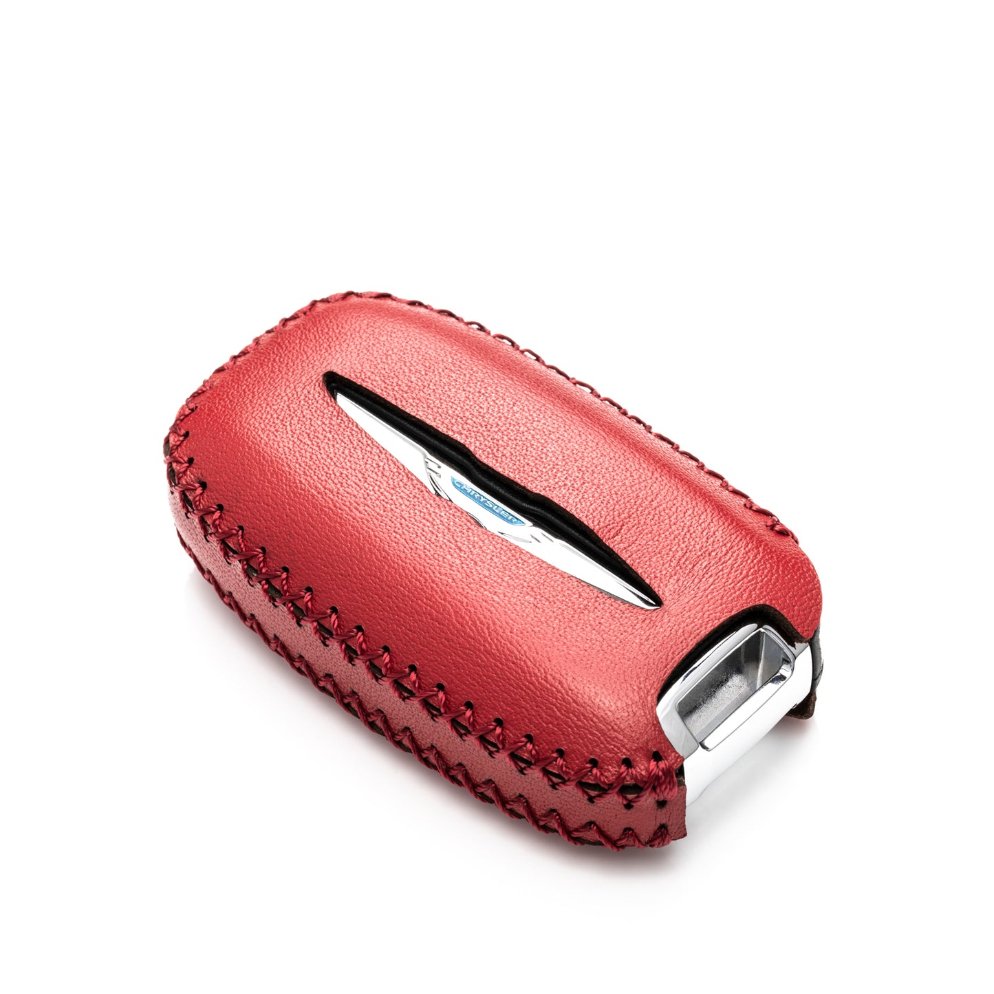 Vitodeco Genuine Leather Smart Key Fob Case Cover Protector with Leather Key Clap Compatible for Chrysler Pacifica 2017 - 2026, 7-Button