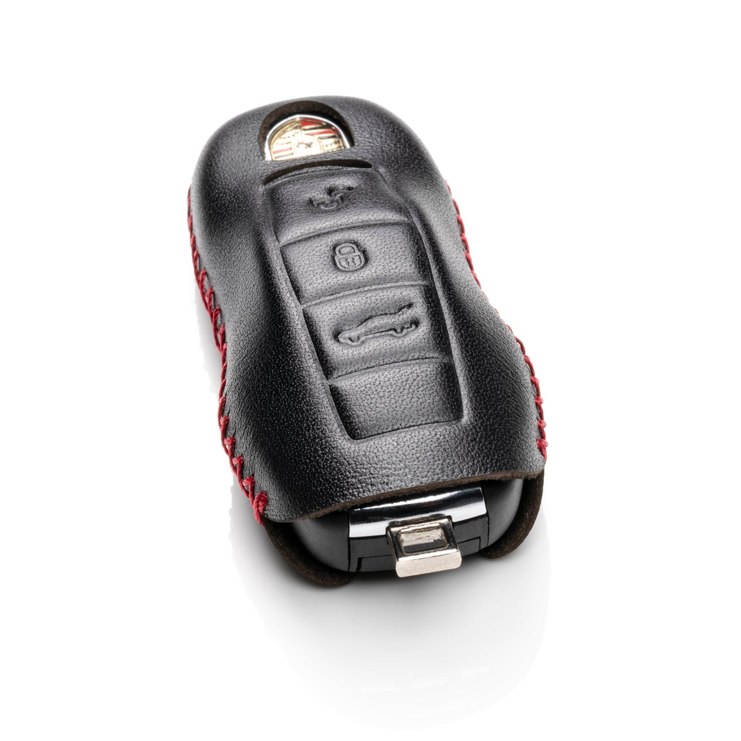 Vitodeco Leather Key Case Compatible for Porsche Panamera, Macan, Cayenne, 911, 3-Button