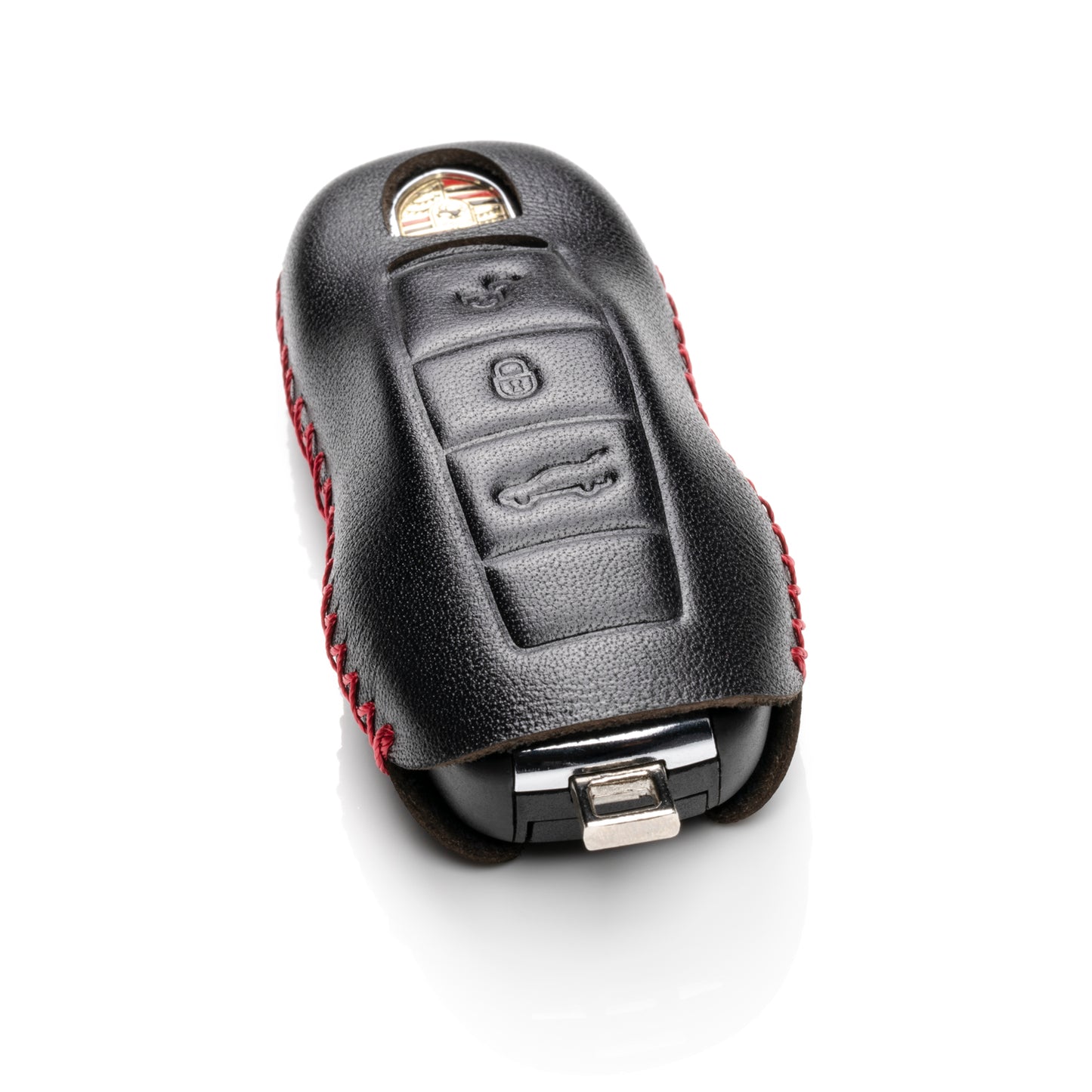 Vitodeco 3-Button Genuine Leather Keyless Entry Remote Control Smart Key Case Cover Compatible for Porsche Panamera, Macan, Cayenne, 911