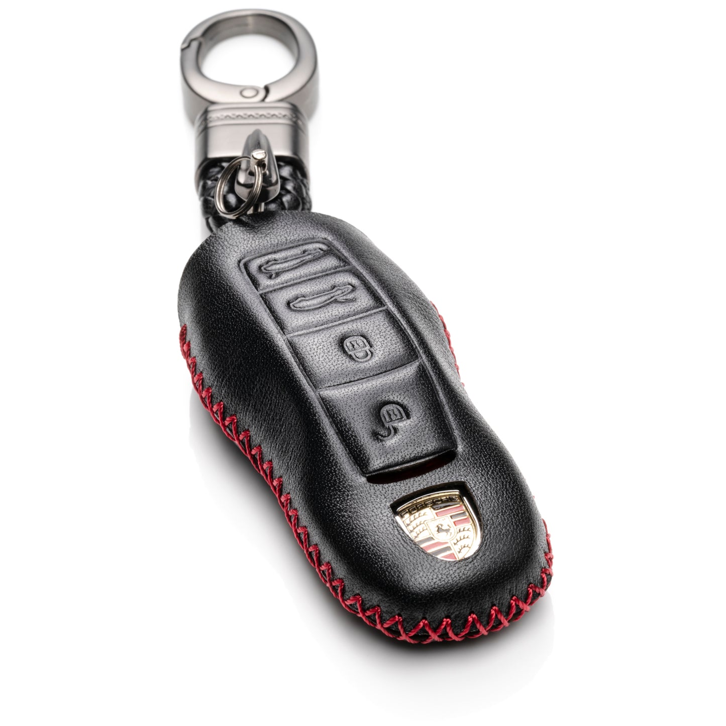 Vitodeco Leather Key Case Compatible for Porsche 718 Cayman, 718 Boxster, 718 GTS, 4-Button