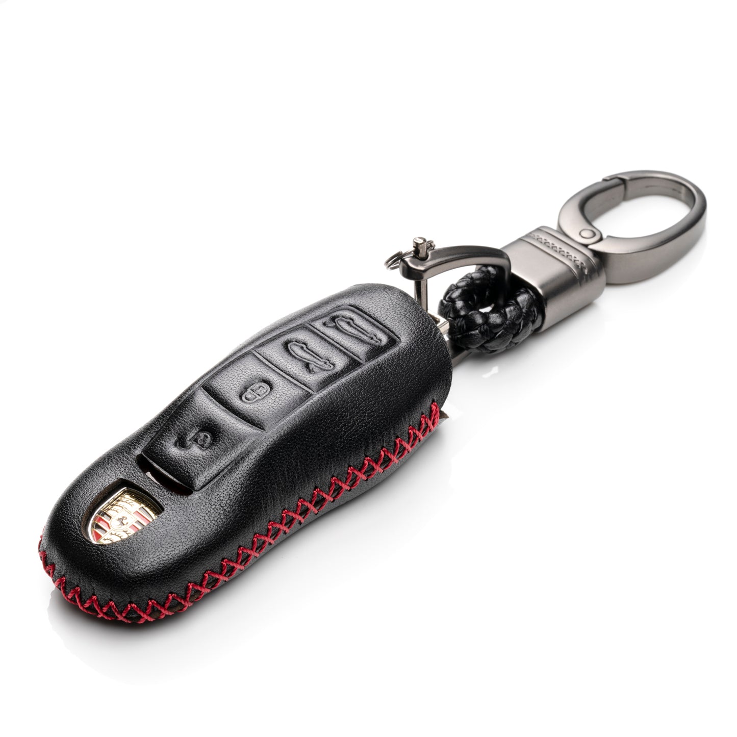 Vitodeco Leather Key Case Compatible for Porsche 718 Cayman, 718 Boxster, 718 GTS, 4-Button