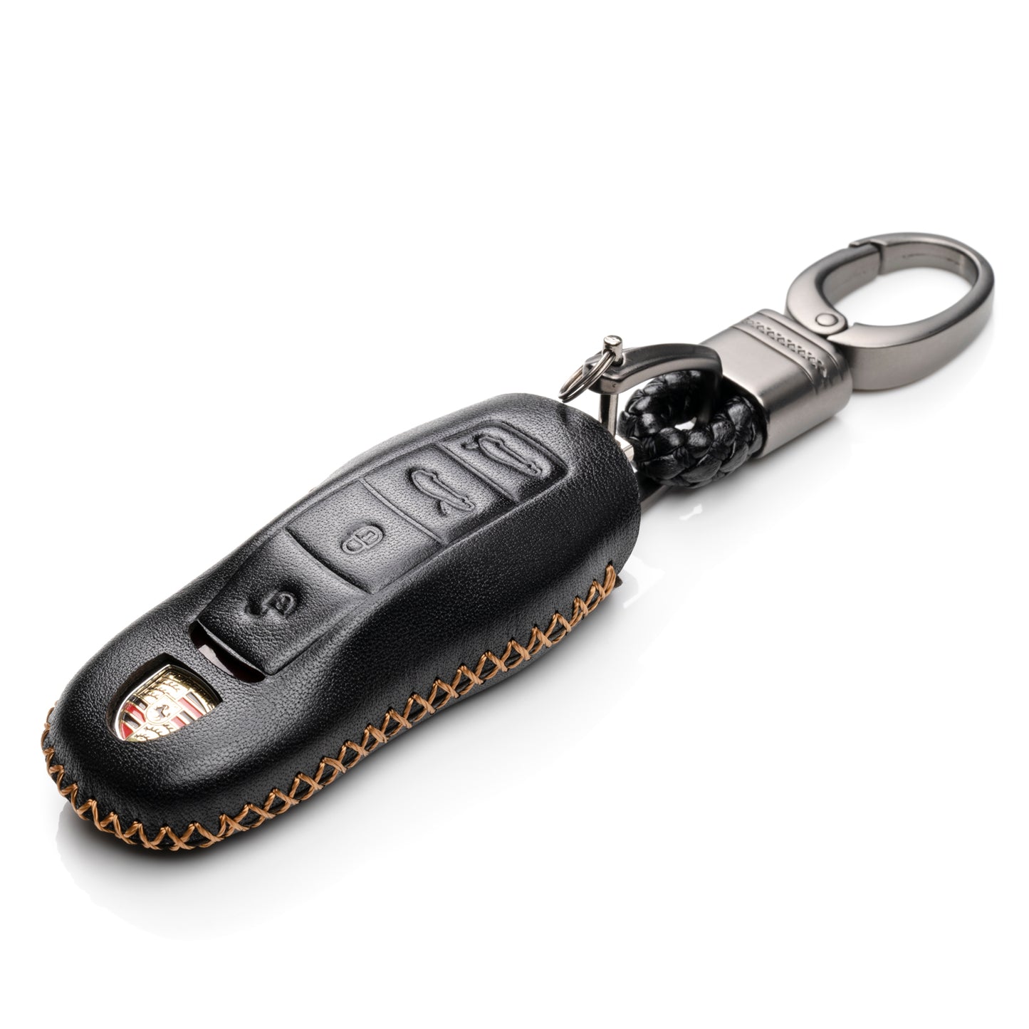 Vitodeco Leather Key Case Compatible for Porsche 718 Cayman, 718 Boxster, 718 GTS, 4-Button