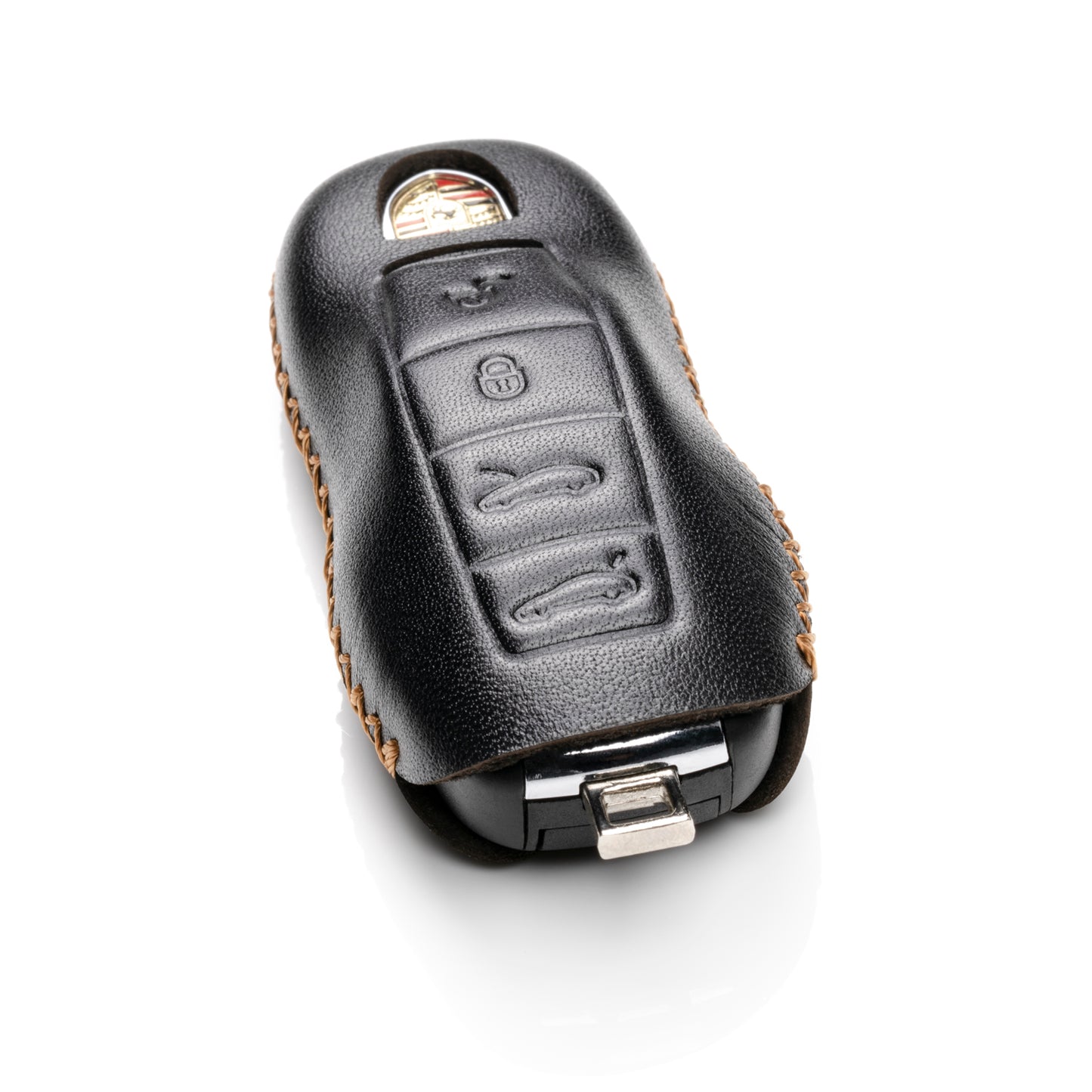 Vitodeco Leather Key Case Compatible for Porsche 718 Cayman, 718 Boxster, 718 GTS, 4-Button