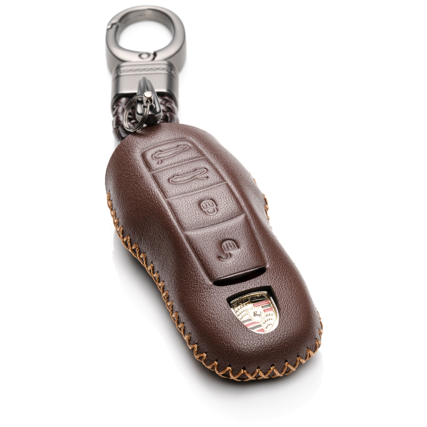 Vitodeco Leather Key Case Compatible for Porsche 718 Cayman, 718 Boxster, 718 GTS, 4-Button