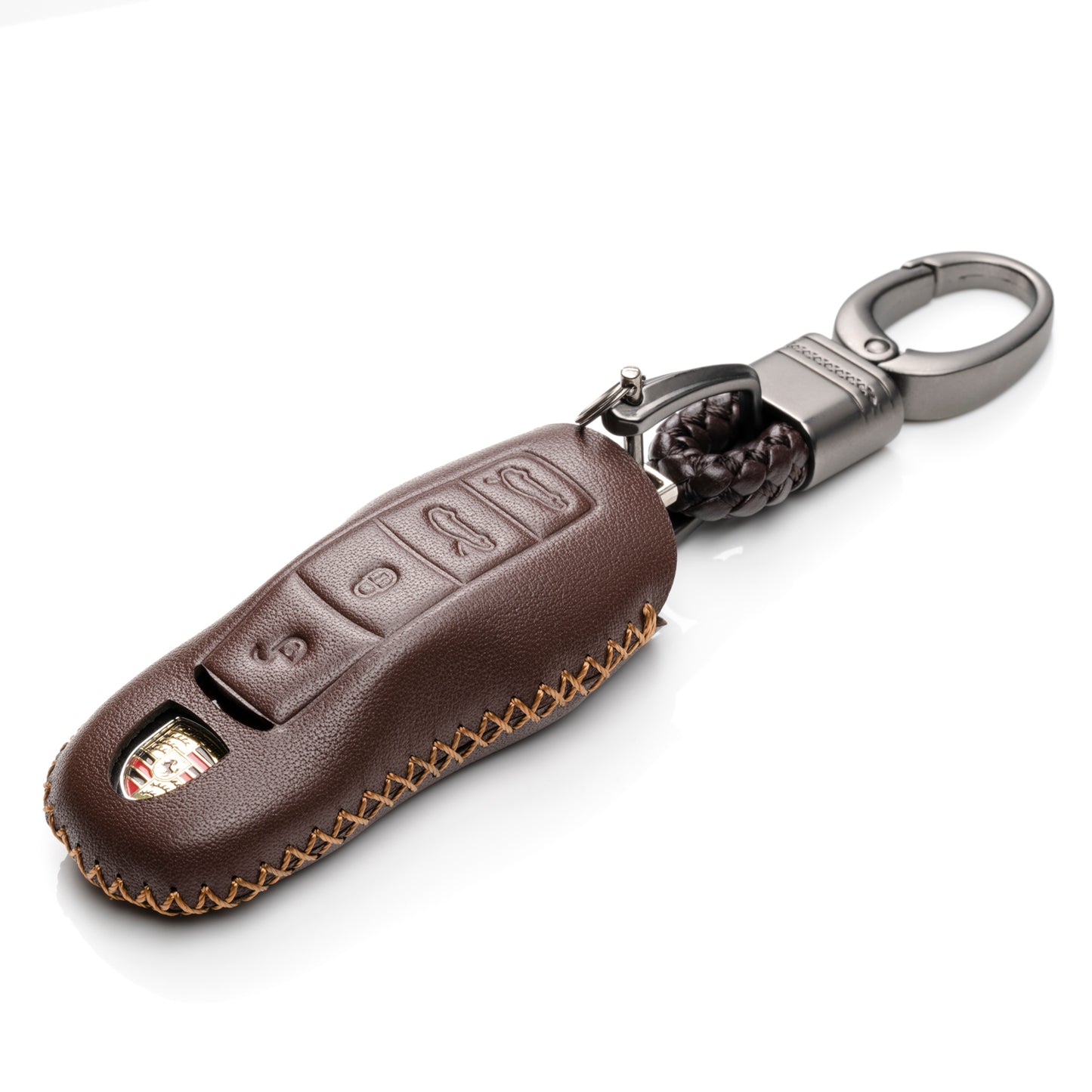 Vitodeco Leather Key Case Compatible for Porsche 718 Cayman, 718 Boxster, 718 GTS, 4-Button