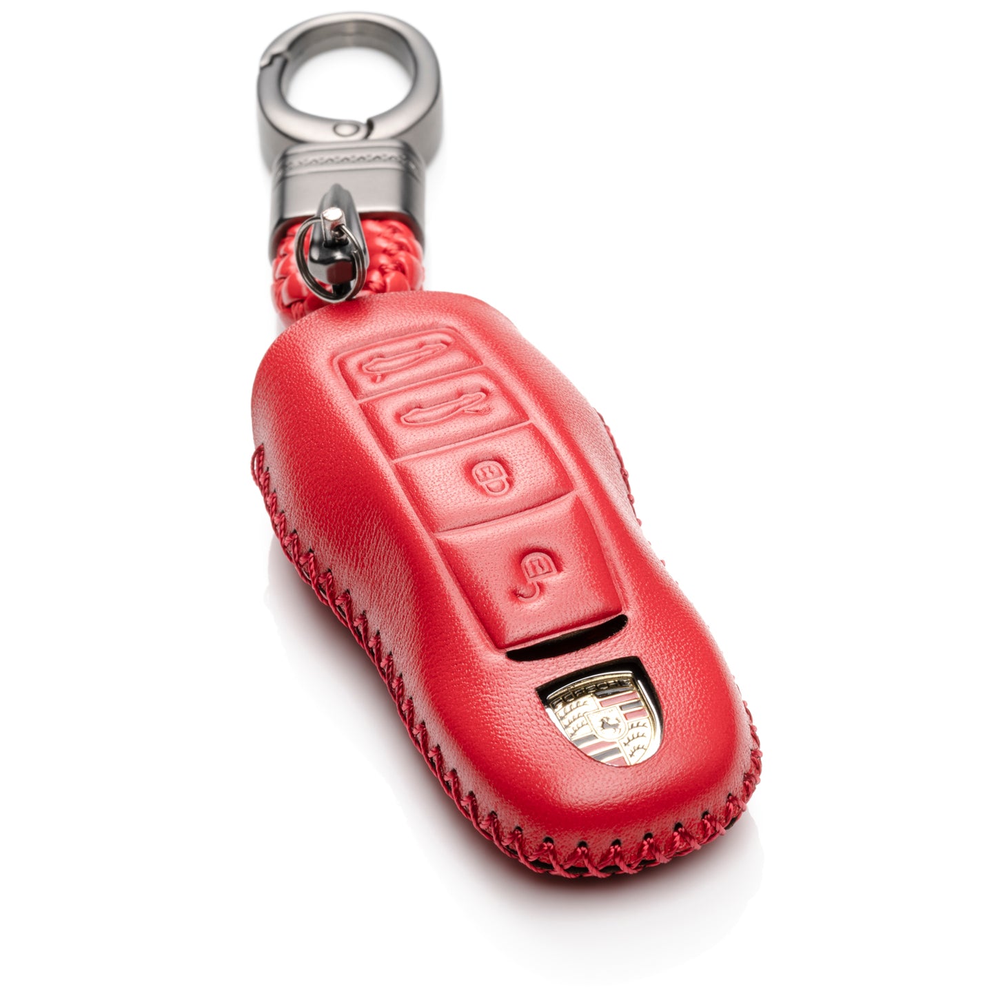 Vitodeco Leather Key Case Compatible for Porsche 718 Cayman, 718 Boxster, 718 GTS, 4-Button
