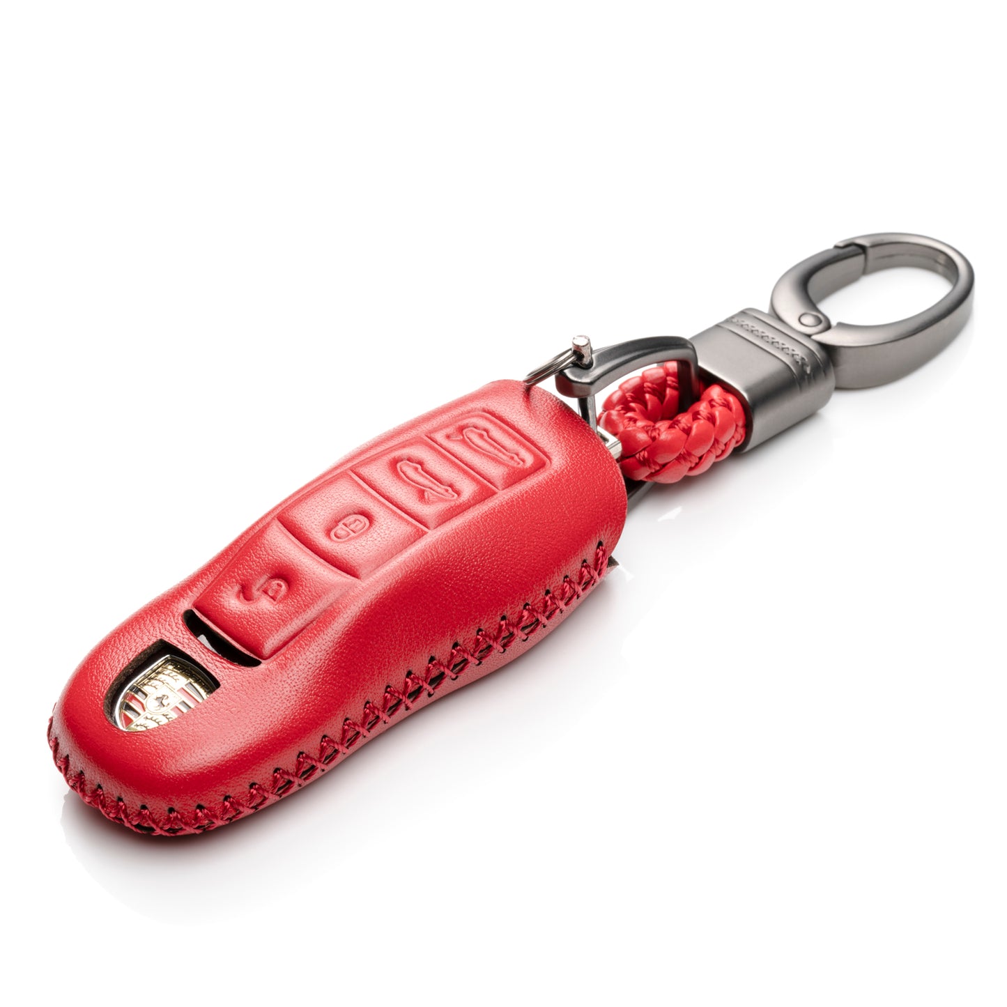 Vitodeco Leather Key Case Compatible for Porsche 718 Cayman, 718 Boxster, 718 GTS, 4-Button