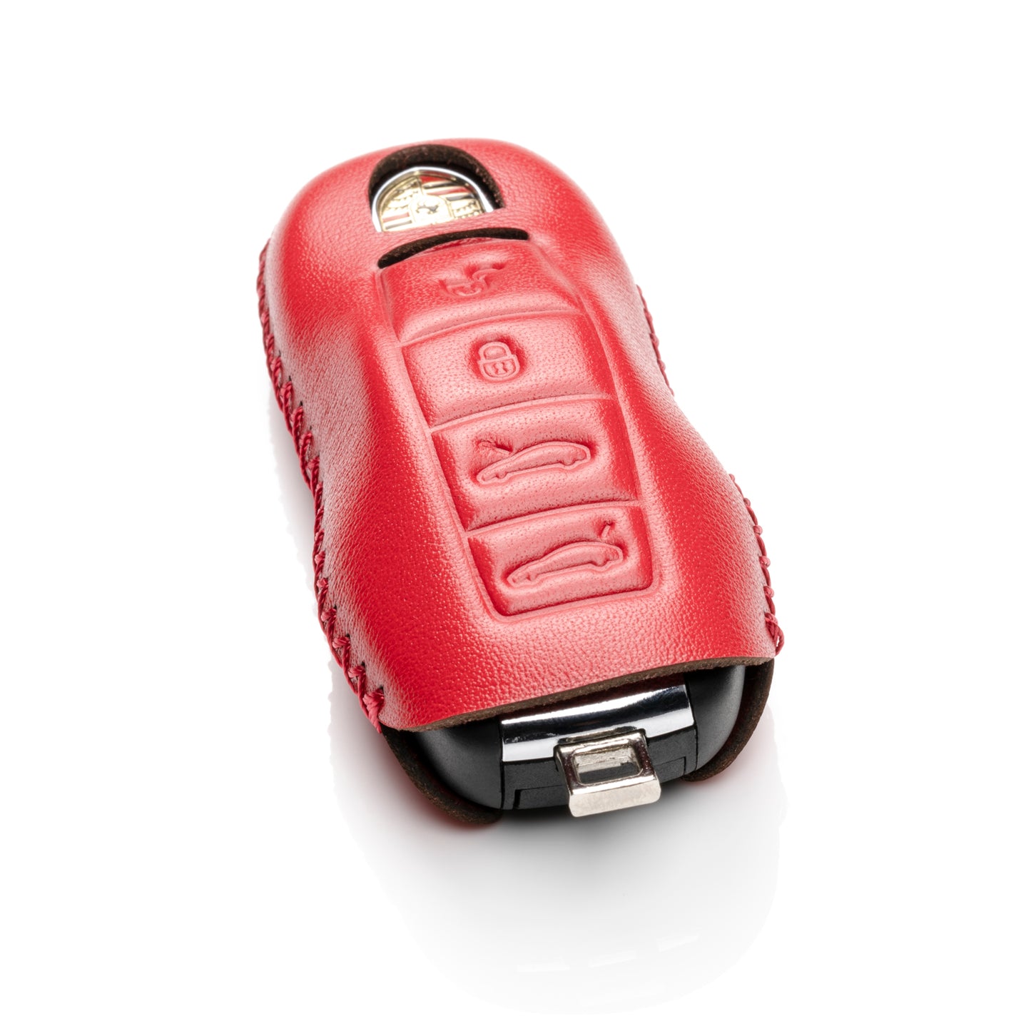 Vitodeco Leather Key Case Compatible for Porsche 718 Cayman, 718 Boxster, 718 GTS, 4-Button