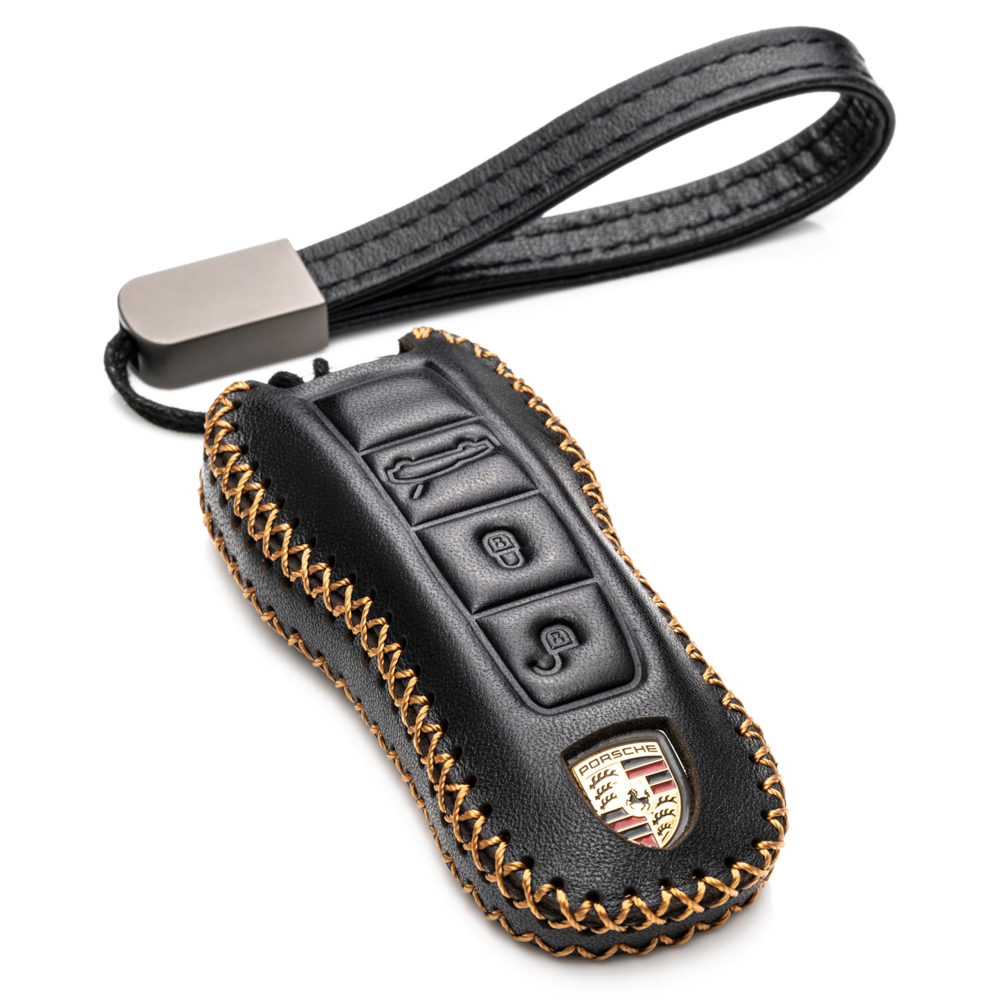 Vitodeco Leather Key Fob Case Compatible for 2020-2025 Porsche Cayenne, Macan, Panamera, 718, 911, 3-Button