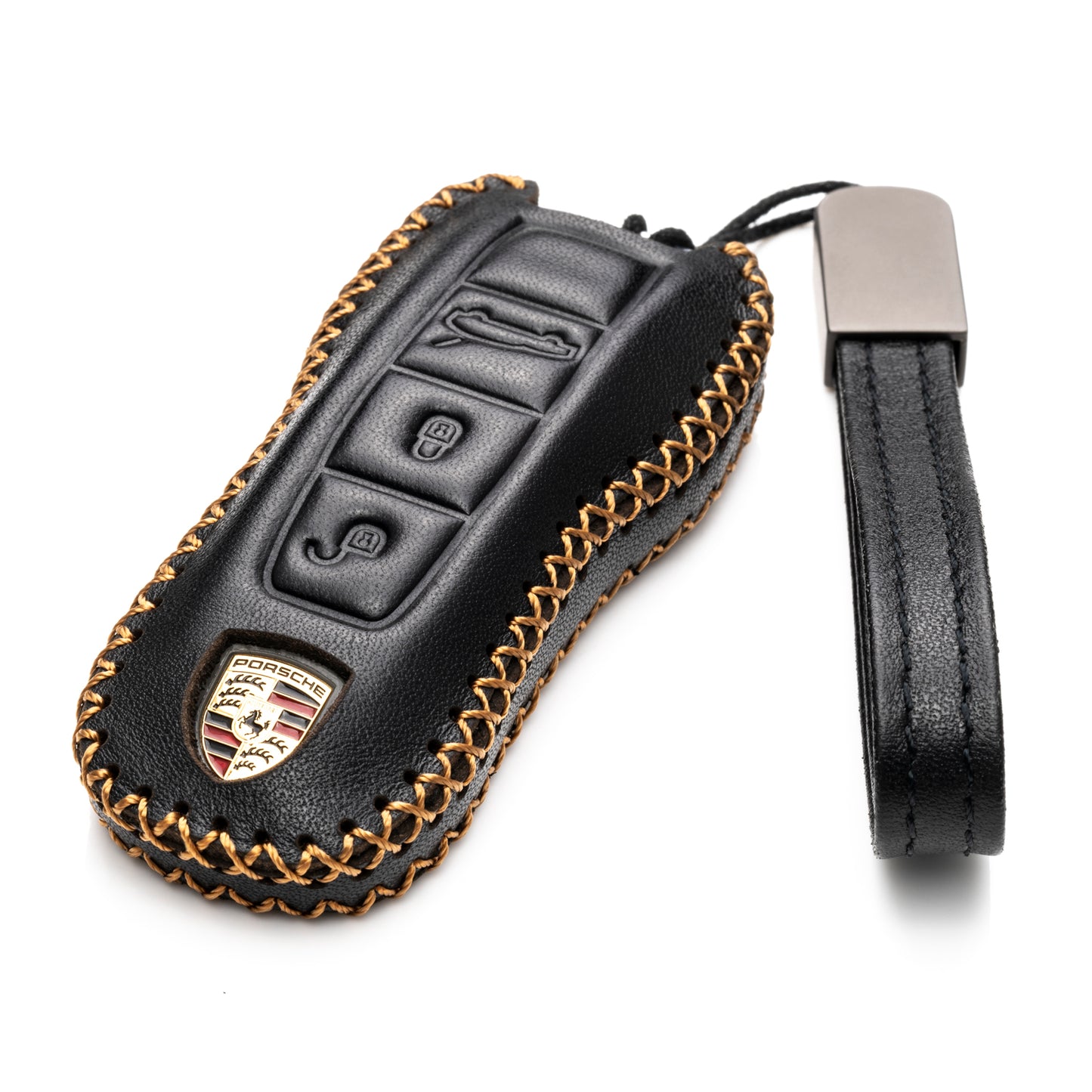 Vitodeco Leather Key Fob Case Compatible for 2020-2025 Porsche Cayenne, Macan, Panamera, 718, 911, 3-Button
