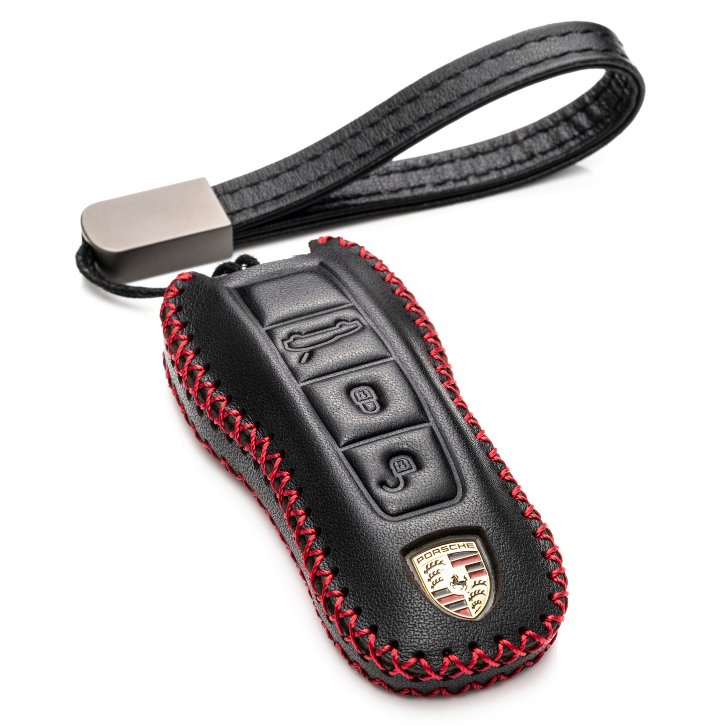Vitodeco Leather Key Fob Case Compatible for 2020-2025 Porsche Cayenne, Macan, Panamera, 718, 911, 3-Button