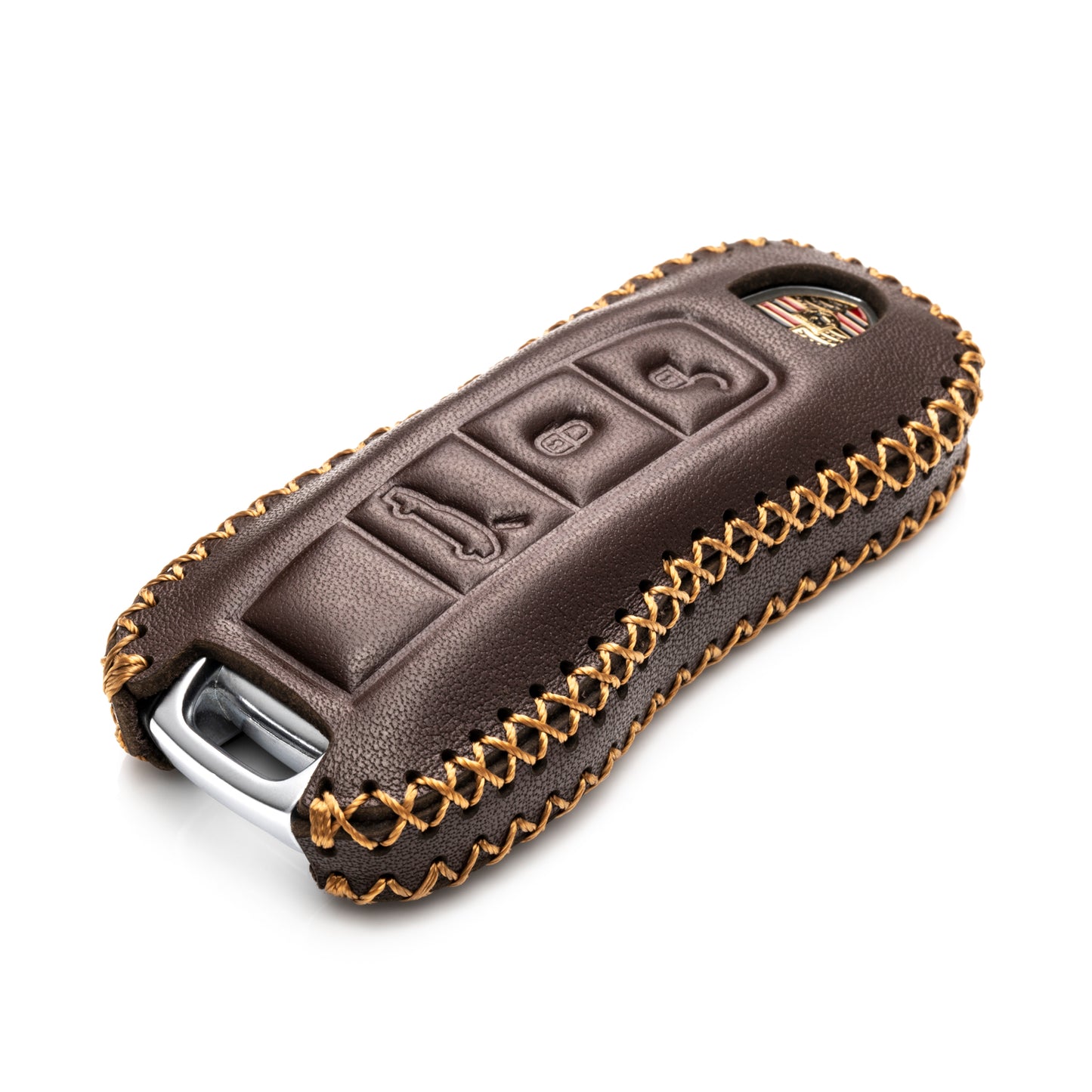 Vitodeco Leather Key Fob Case Compatible for 2020-2025 Porsche Cayenne, Macan, Panamera, 718, 911, 3-Button