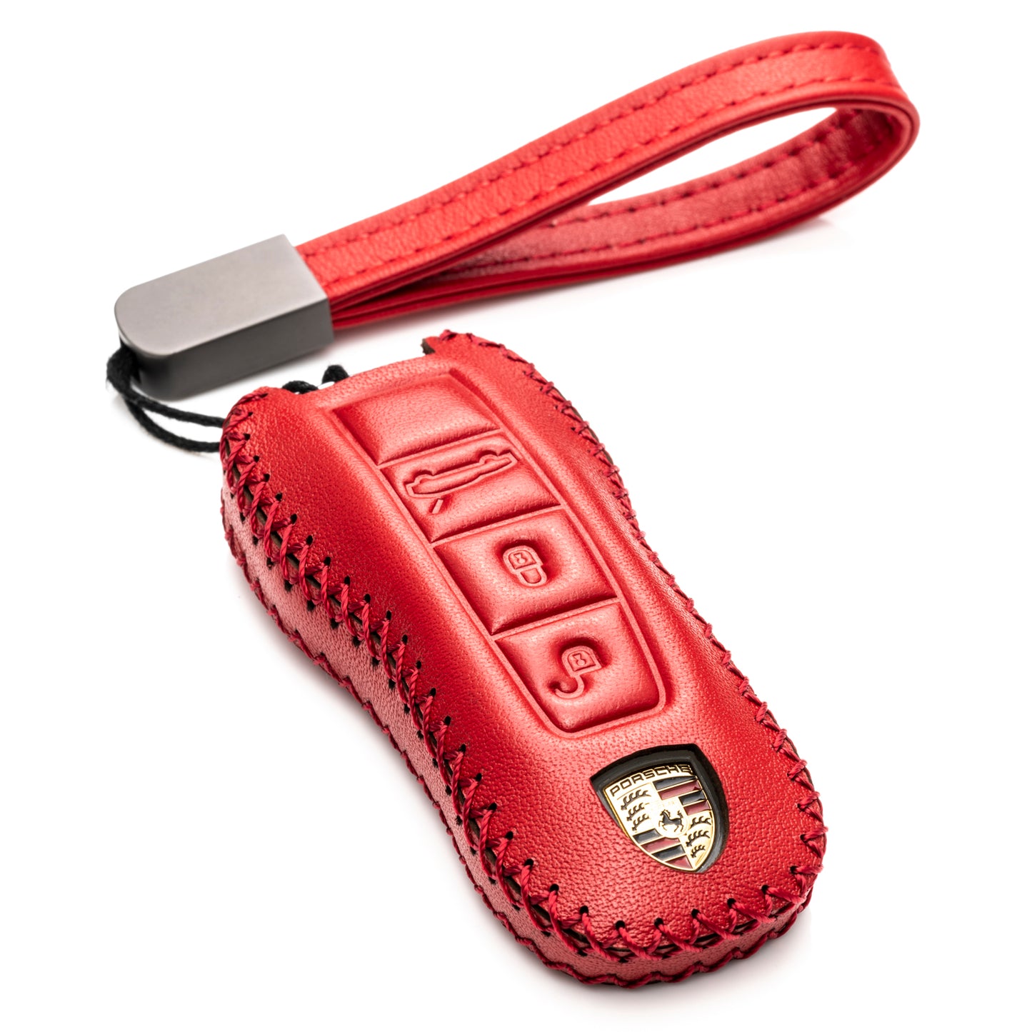 Vitodeco Leather Key Fob Case Compatible for 2020-2025 Porsche Cayenne, Macan, Panamera, 718, 911, 3-Button