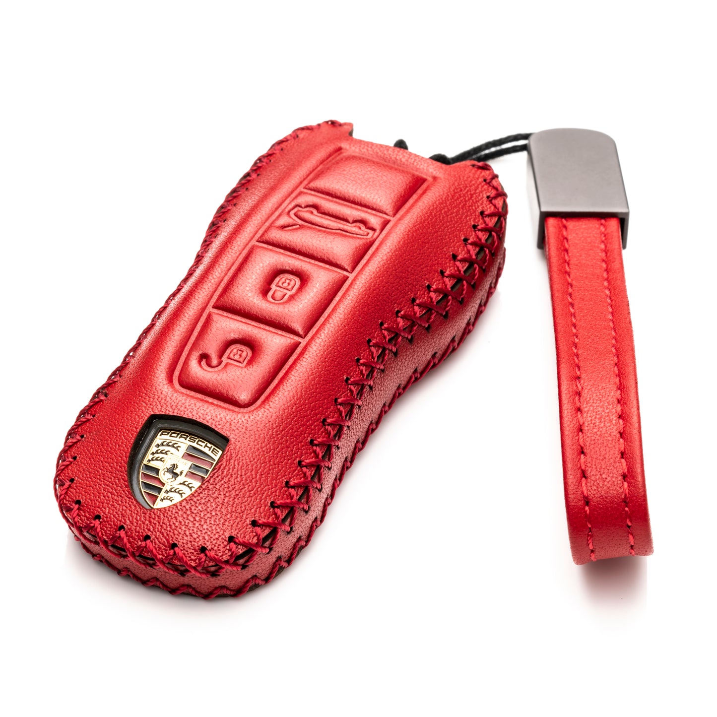 Vitodeco Leather Key Fob Case Compatible for 2020-2025 Porsche Cayenne, Macan, Panamera, 718, 911, 3-Button