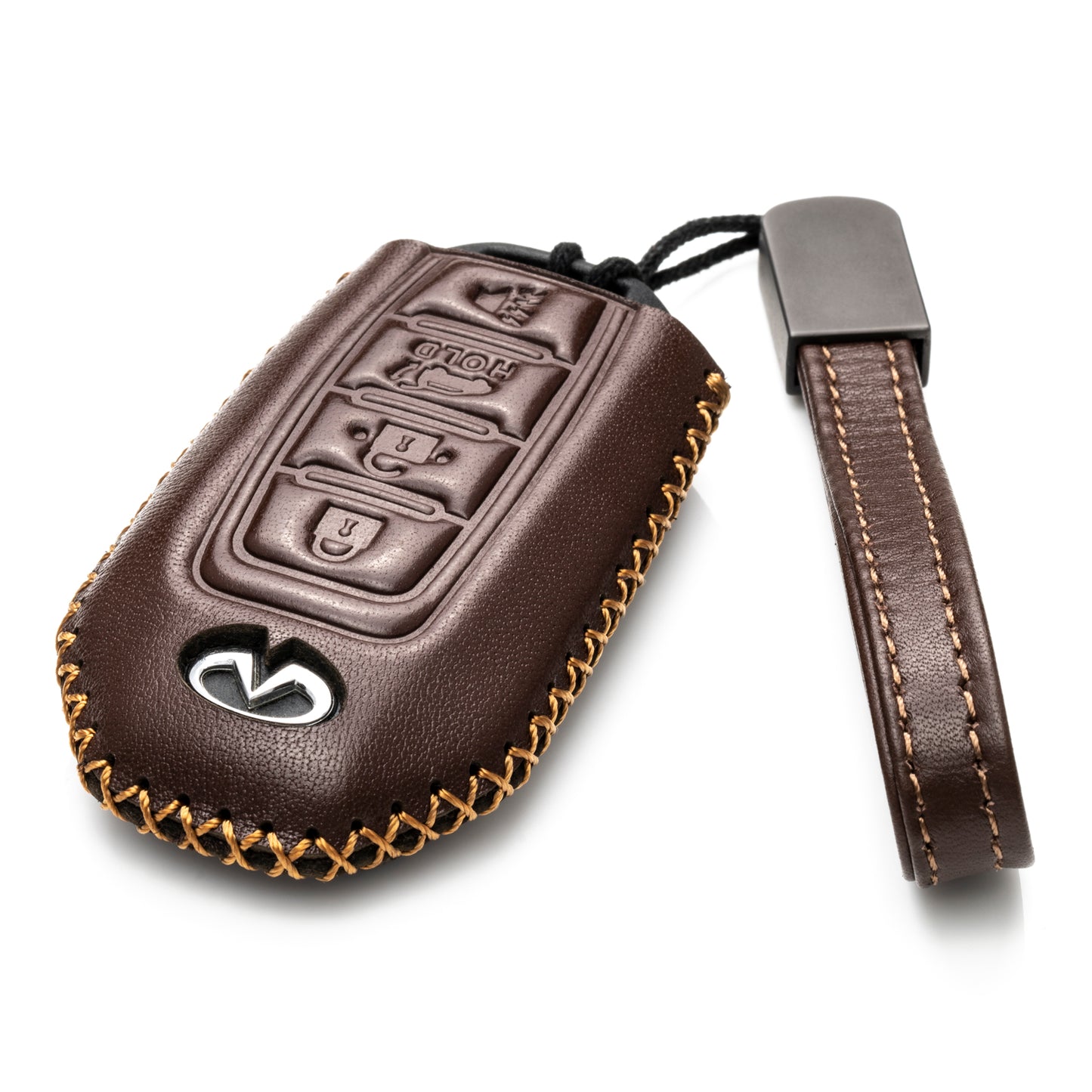 Vitodeco Leather Key Fob Case Compatible for 2018-2025 Infiniti QX60, QX50, 2022-2023 Infiniti Q50, Q60, 2023-2025 Infiniti QX55, 4-Button