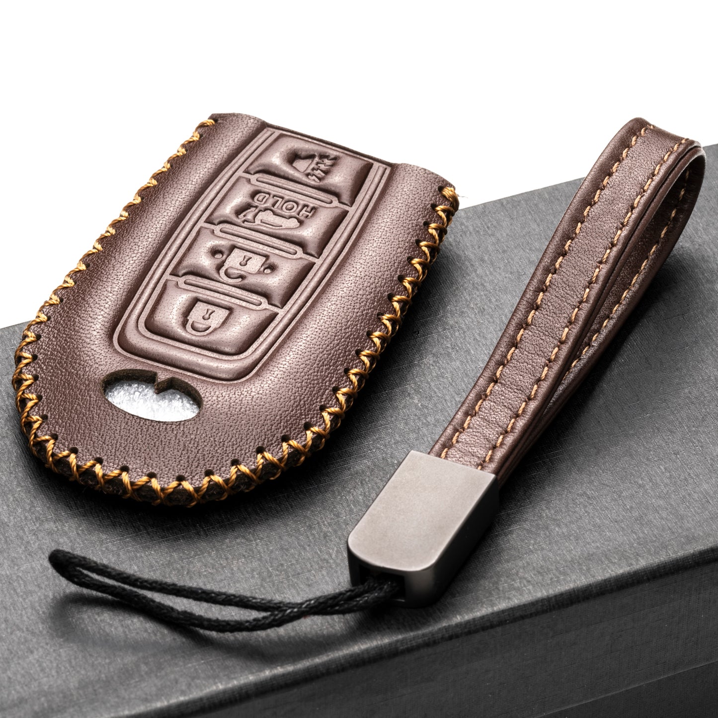Vitodeco Leather Key Fob Case Compatible for 2018-2025 Infiniti QX60, QX50, 2022-2023 Infiniti Q50, Q60, 2023-2025 Infiniti QX55, 4-Button