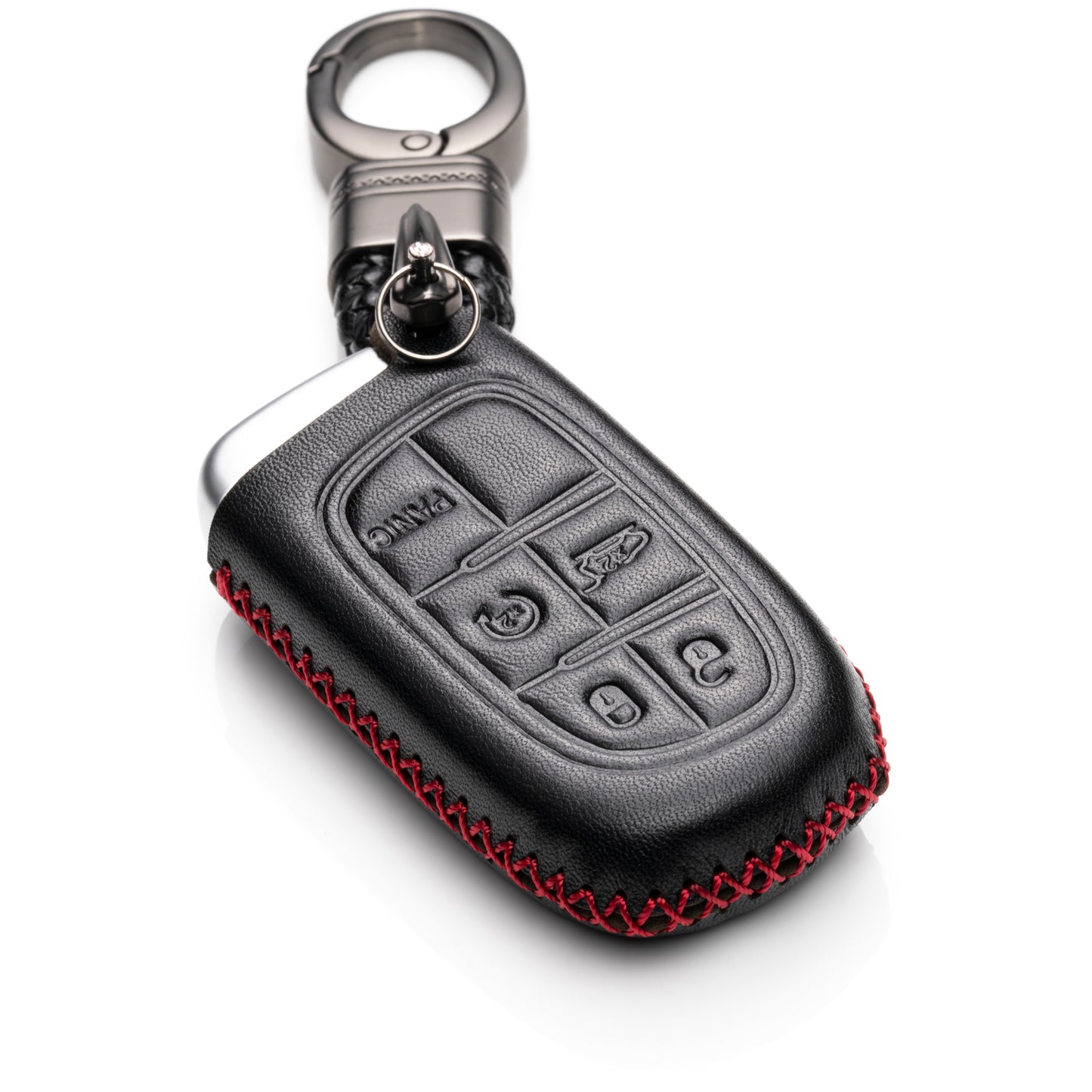 Vitodeco Leather Key Fob Case Compatible for 2014-2018 Jeep Cherokee, 2013-2017 Ram 1500, 2500, 3500, 5-Button