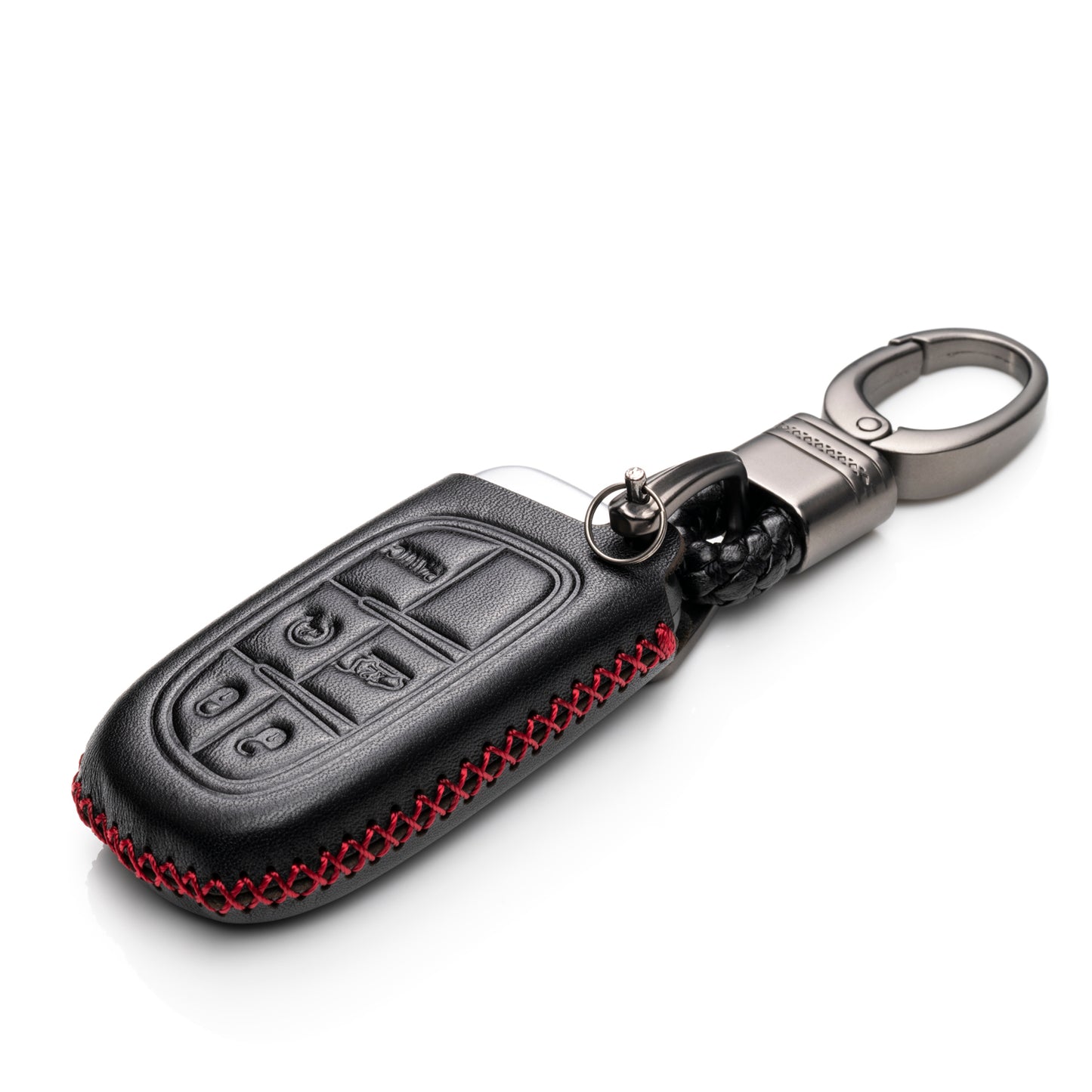 Vitodeco Leather Key Fob Case Compatible for 2014-2018 Jeep Cherokee, 2013-2017 Ram 1500, 2500, 3500, 5-Button