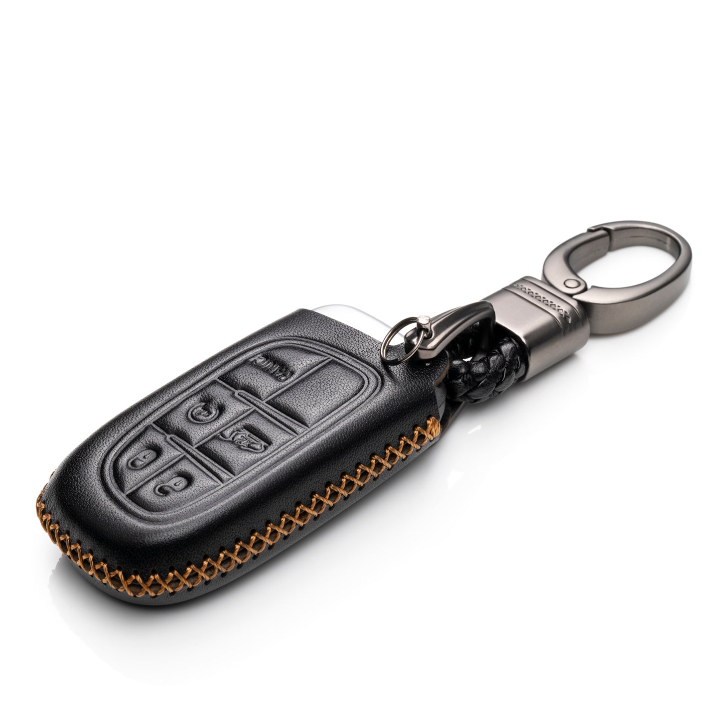 Vitodeco Leather Key Fob Case Compatible for 2014-2018 Jeep Cherokee, 2013-2017 Ram 1500, 2500, 3500, 5-Button