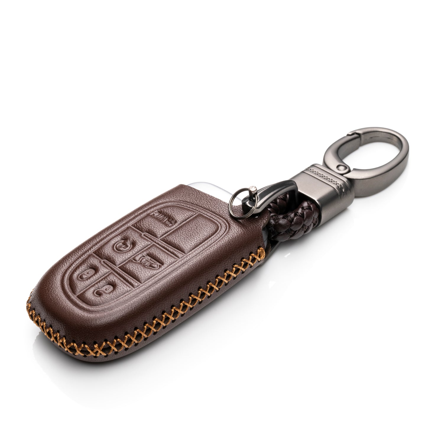 Vitodeco Leather Key Fob Case Compatible for 2014-2018 Jeep Cherokee, 2013-2017 Ram 1500, 2500, 3500, 5-Button