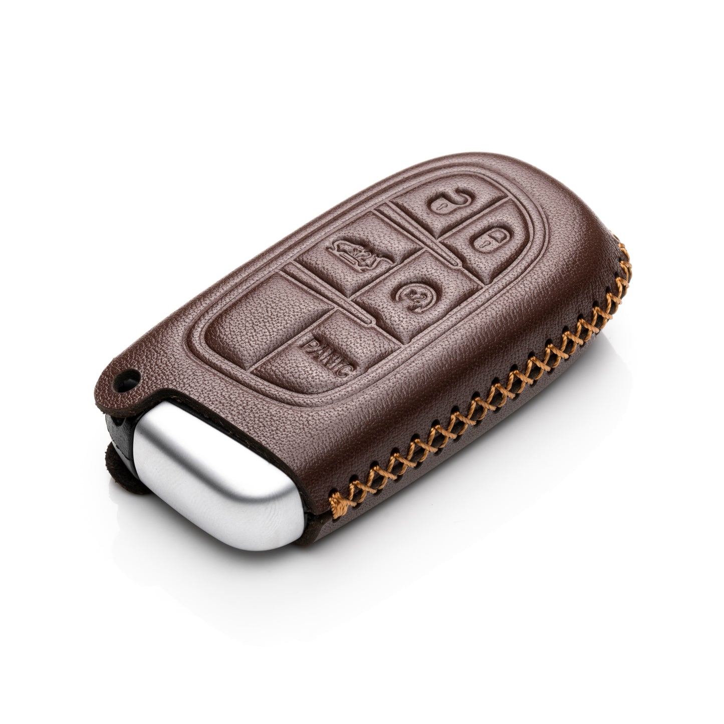 Vitodeco Leather Key Fob Case Compatible for 2014-2018 Jeep Cherokee, 2013-2017 Ram 1500, 2500, 3500, 5-Button