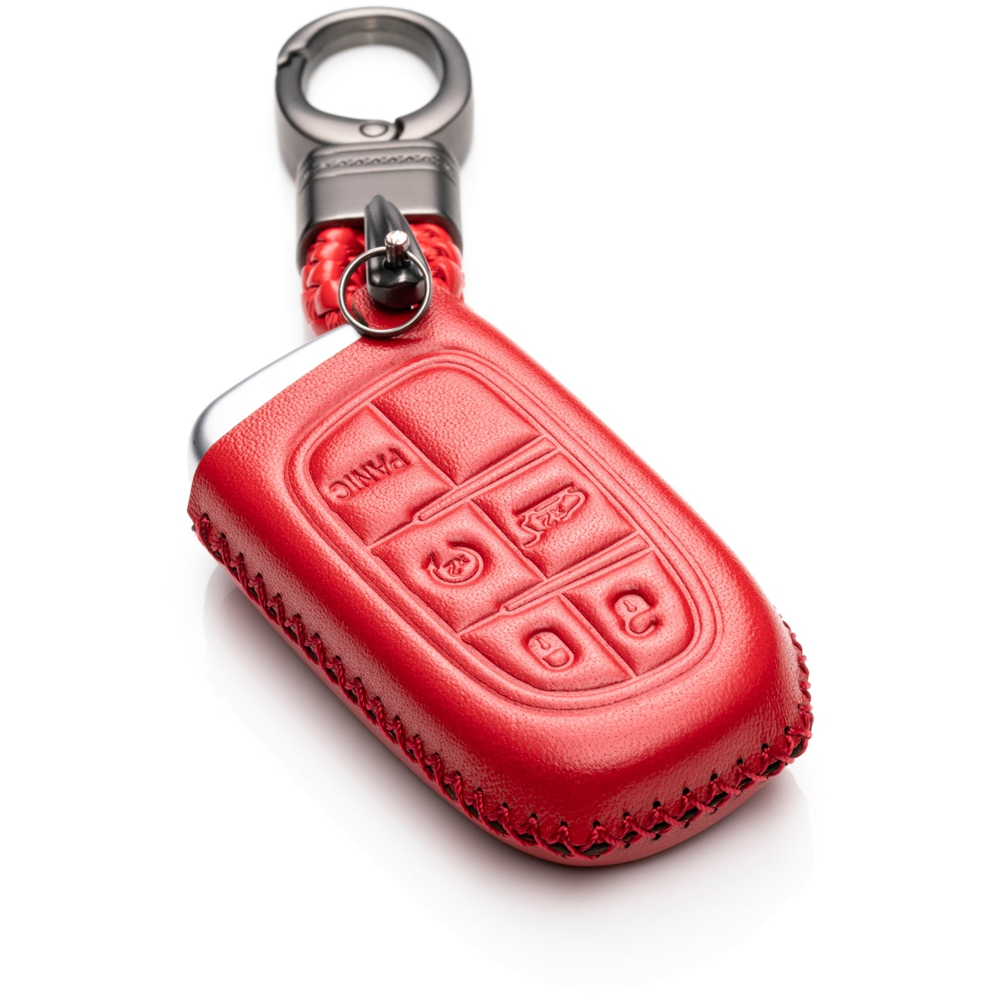 Vitodeco Leather Key Fob Case Compatible for 2014-2018 Jeep Cherokee, 2013-2017 Ram 1500, 2500, 3500, 5-Button