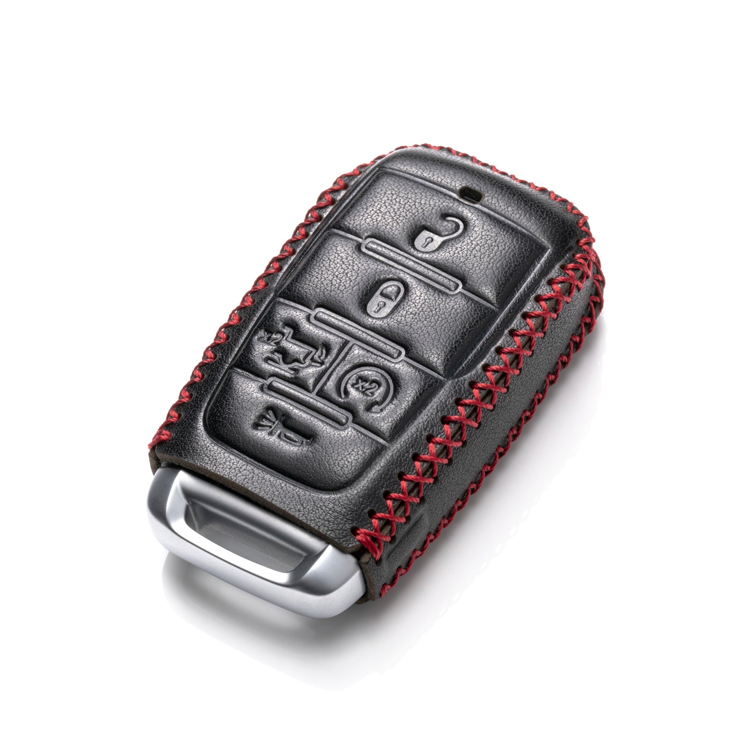 Vitodeco Genuine Leather Smart Key Fob Case Cover Protector Compatible with RAM 1500, RAM 2500, RAM 3500 2019 - 2026 (5-Button with Tailgate, Black)