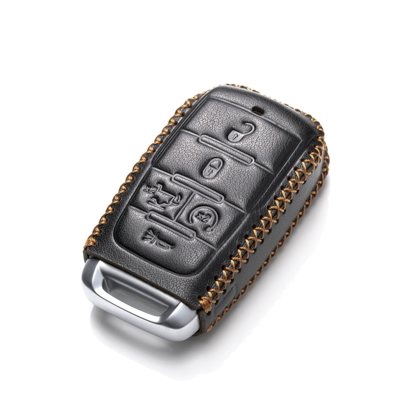 Vitodeco Genuine Leather Smart Key Fob Case Cover Protector Compatible with RAM 1500, RAM 2500, RAM 3500 2019 - 2026 (5-Button with Tailgate, Black)