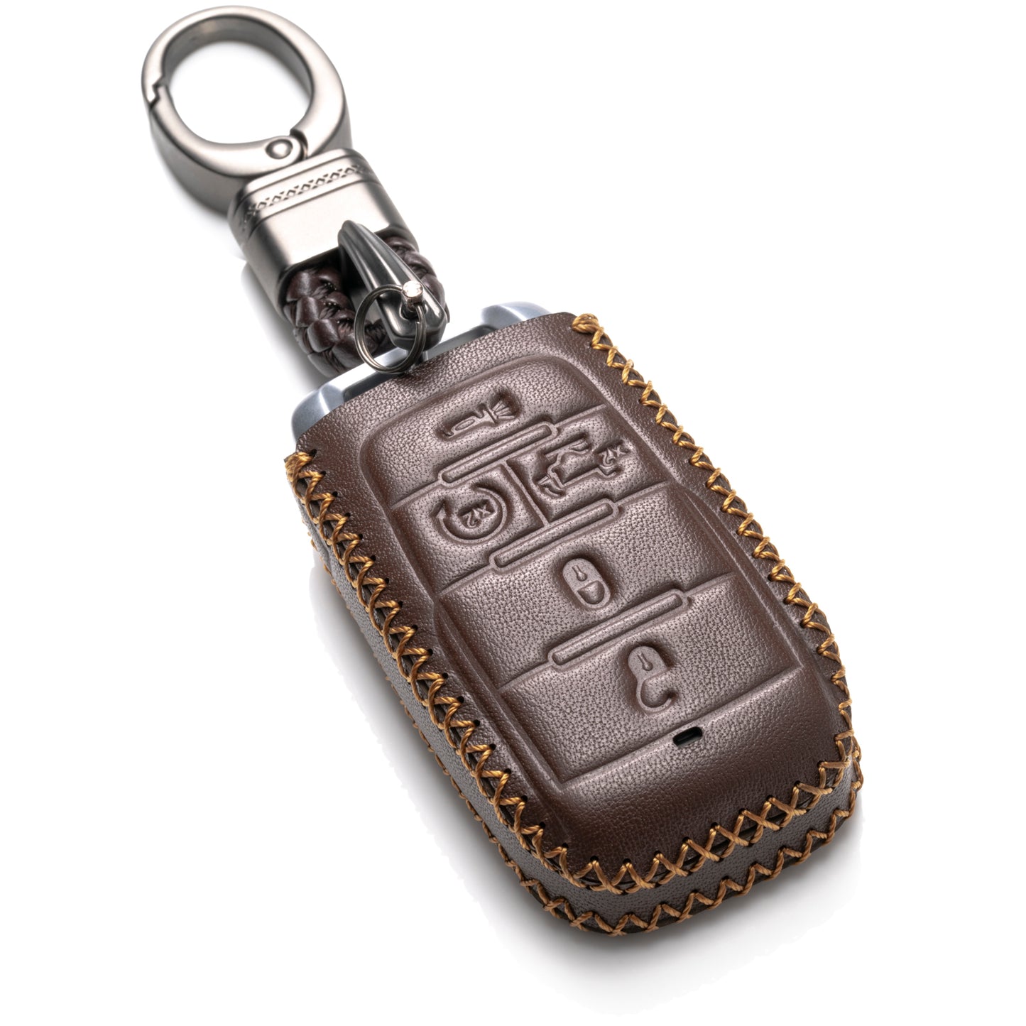 Vitodeco Genuine Leather Smart Key Fob Case Cover Protector Compatible with RAM 1500, RAM 2500, RAM 3500 2019 - 2026 (5-Button with Tailgate, Black)