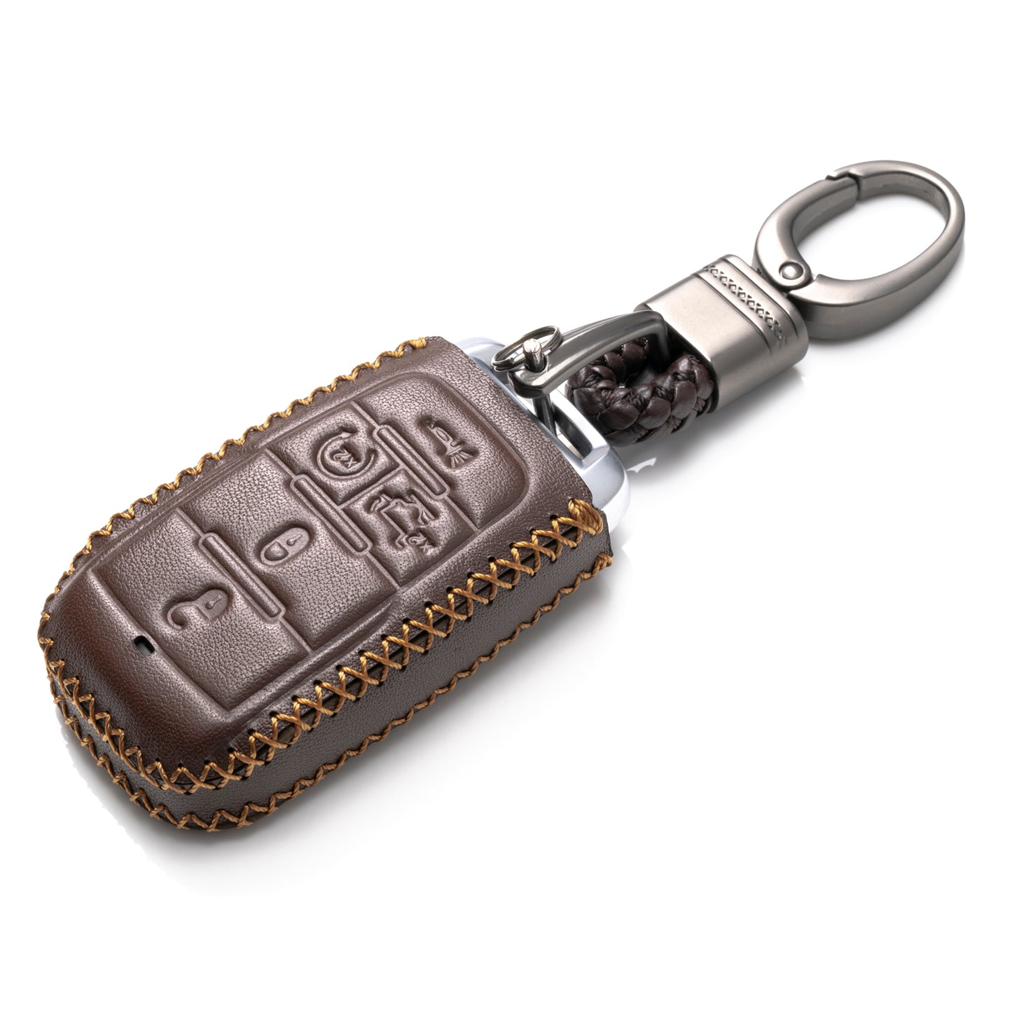Vitodeco Genuine Leather Smart Key Fob Case Cover Protector Compatible with RAM 1500, RAM 2500, RAM 3500 2019 - 2026 (5-Button with Tailgate, Black)
