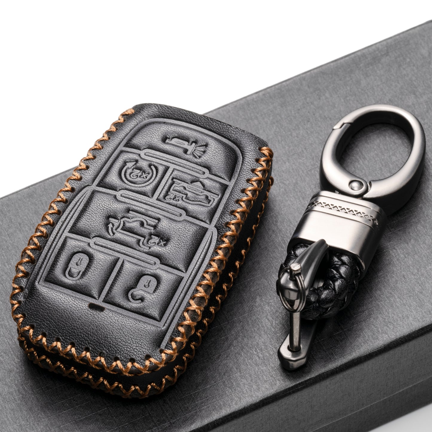 Vitodeco Leather Key Fob Case Compatible for RAM 1500, RAM 2500, RAM 3500 2019-2025, 6-Button