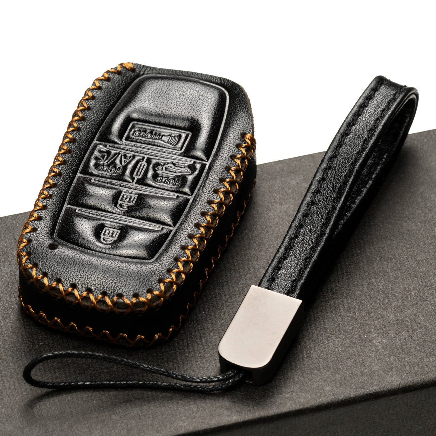 Vitodeco Leather Key Fob Case Compatible for Toyota Rav4 Prime 2025, 5-Button