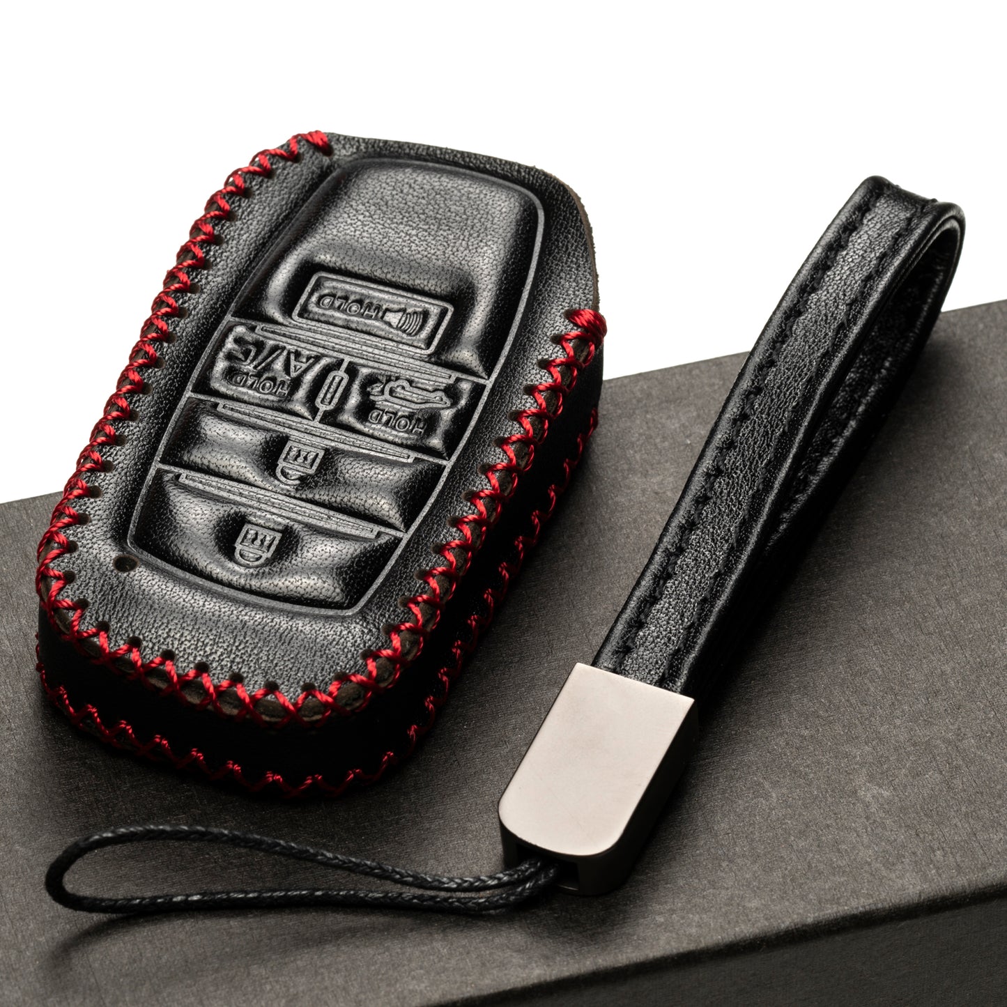 Vitodeco Leather Key Fob Case Compatible for Toyota Rav4 Prime 2025, 5-Button
