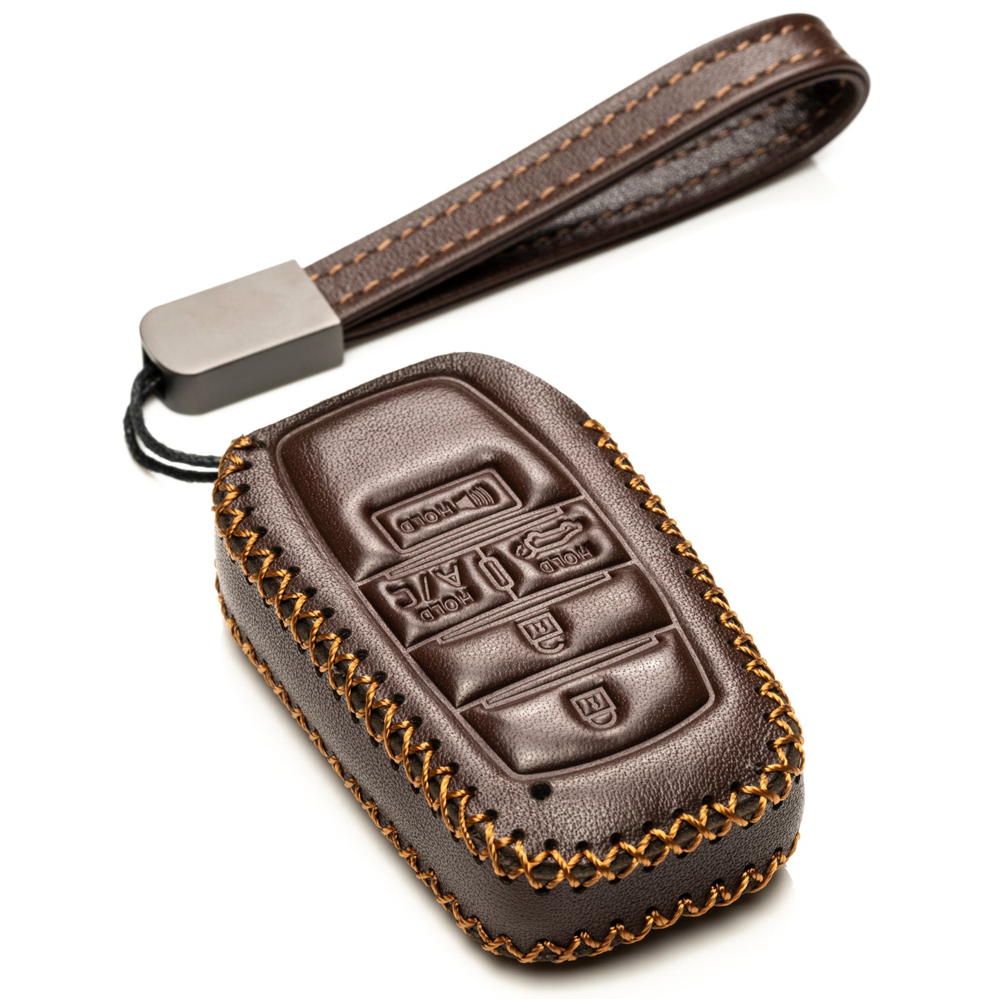 Vitodeco Leather Key Fob Case Compatible for Toyota Rav4 Prime 2025, 5-Button