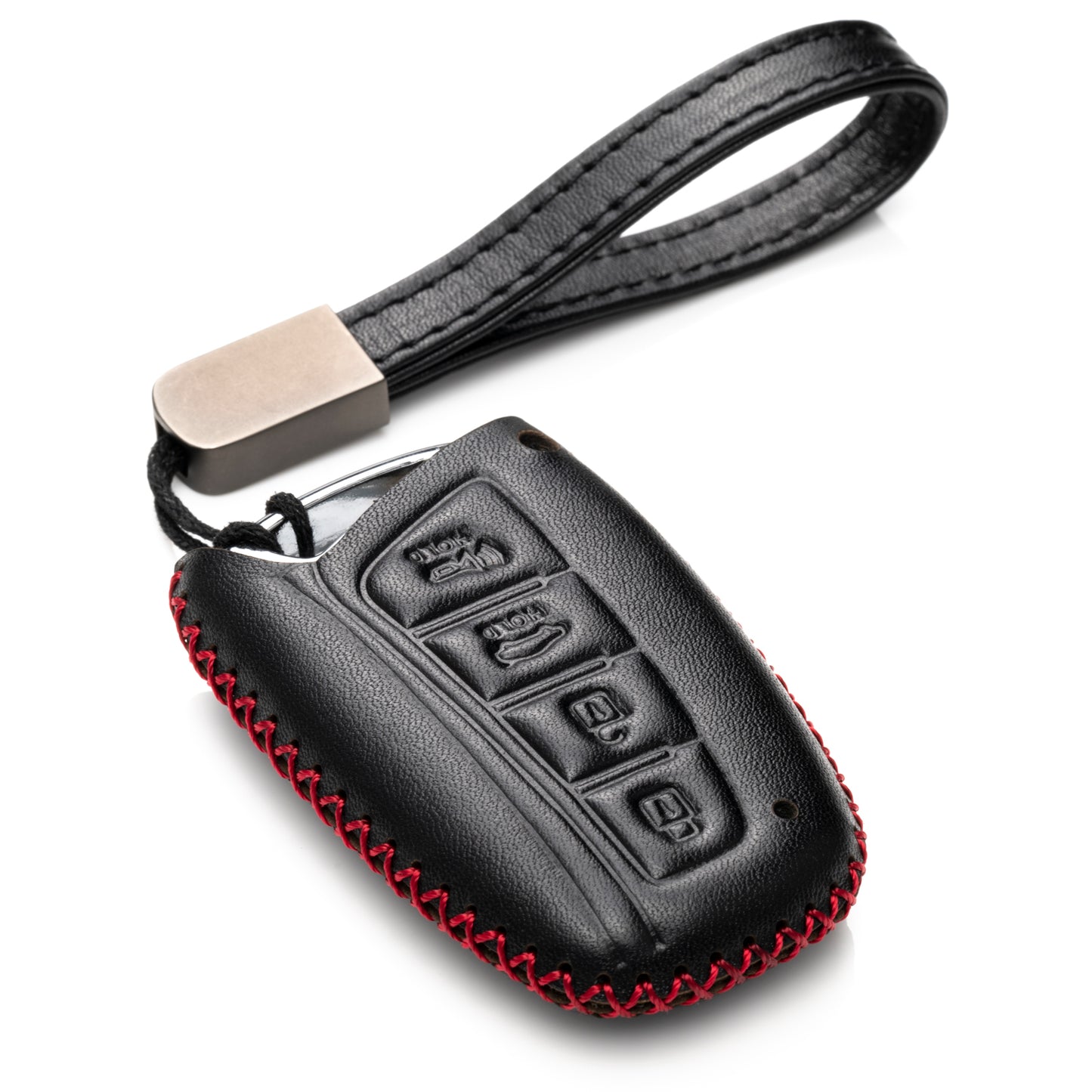 Vitodeco Leather Key Fob Case Compatible for 2013-2017 Hyundai Santa FE, 4-Button
