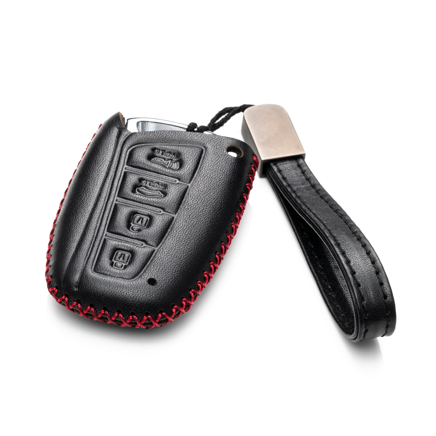 Vitodeco Leather Key Fob Case Compatible for 2013-2017 Hyundai Santa FE, 4-Button