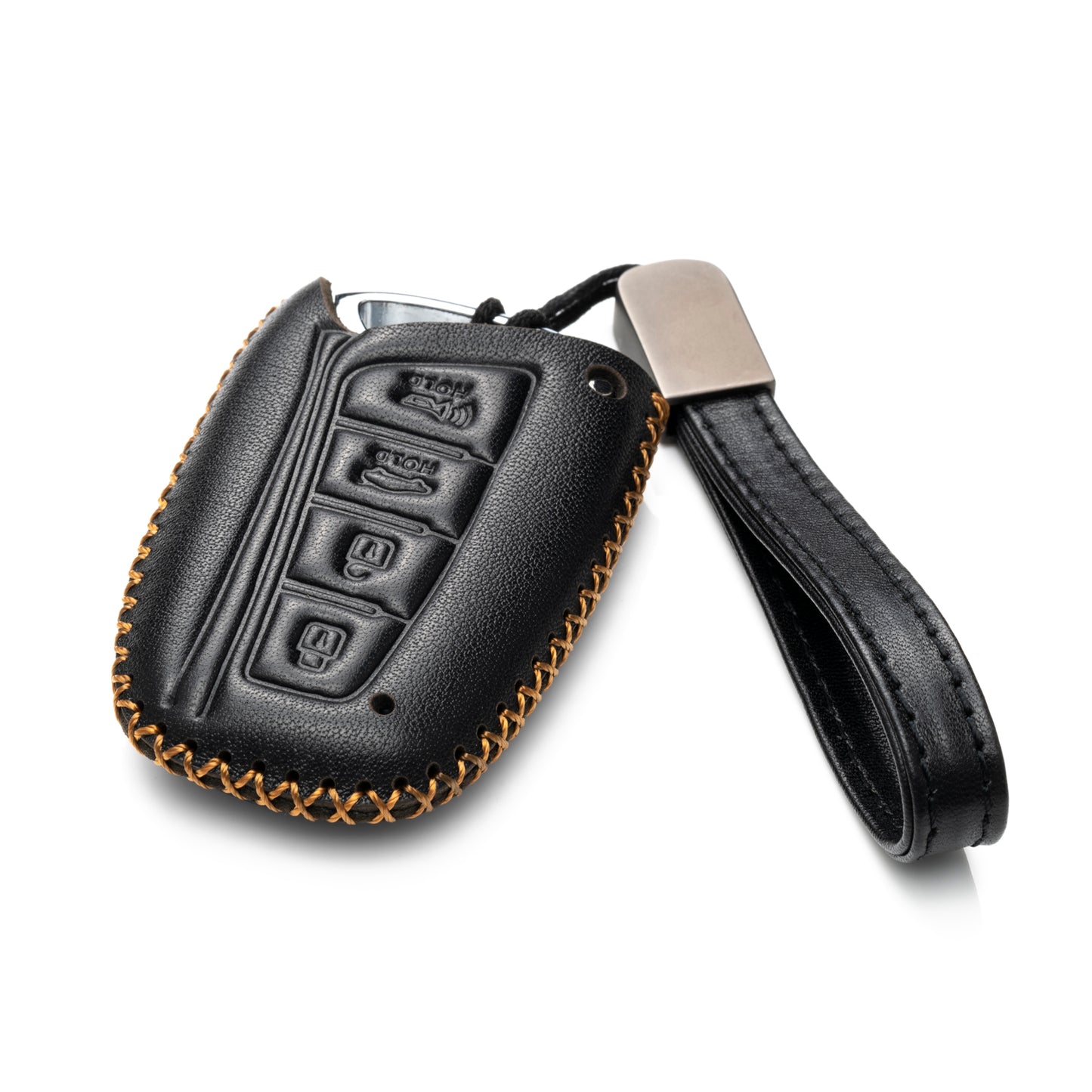 Vitodeco Leather Key Fob Case Compatible for 2013-2017 Hyundai Santa FE, 4-Button