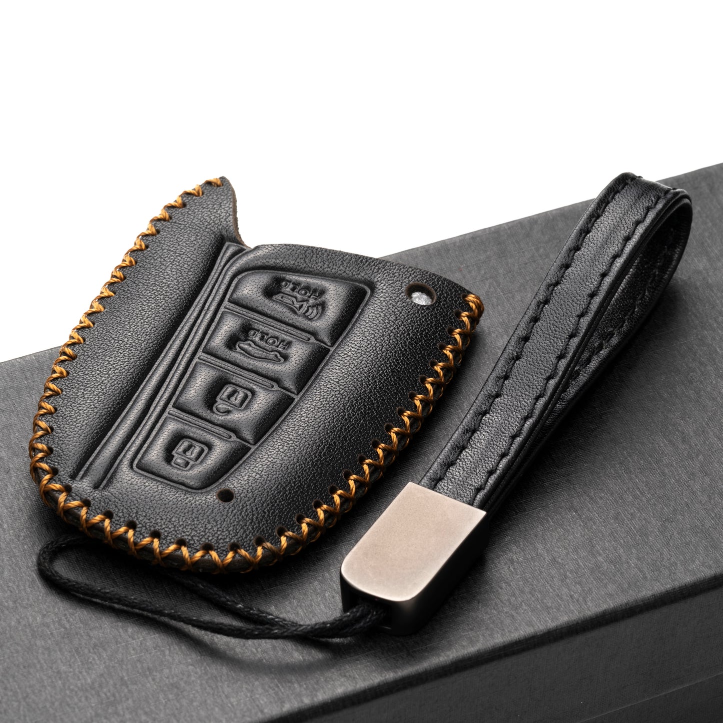 Vitodeco Leather Key Fob Case Compatible for 2013-2017 Hyundai Santa FE, 4-Button