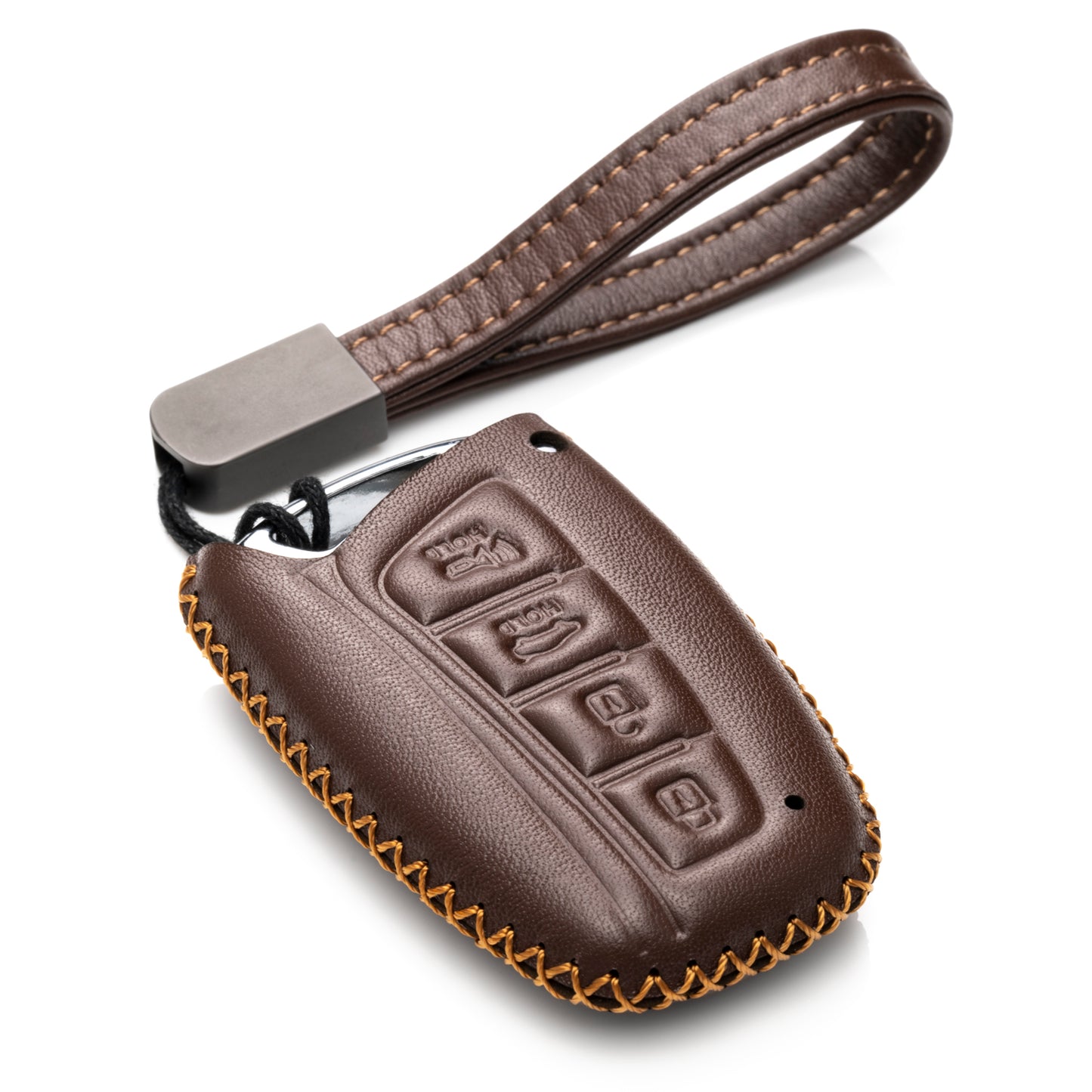 Vitodeco Leather Key Fob Case Compatible for 2013-2017 Hyundai Santa FE, 4-Button