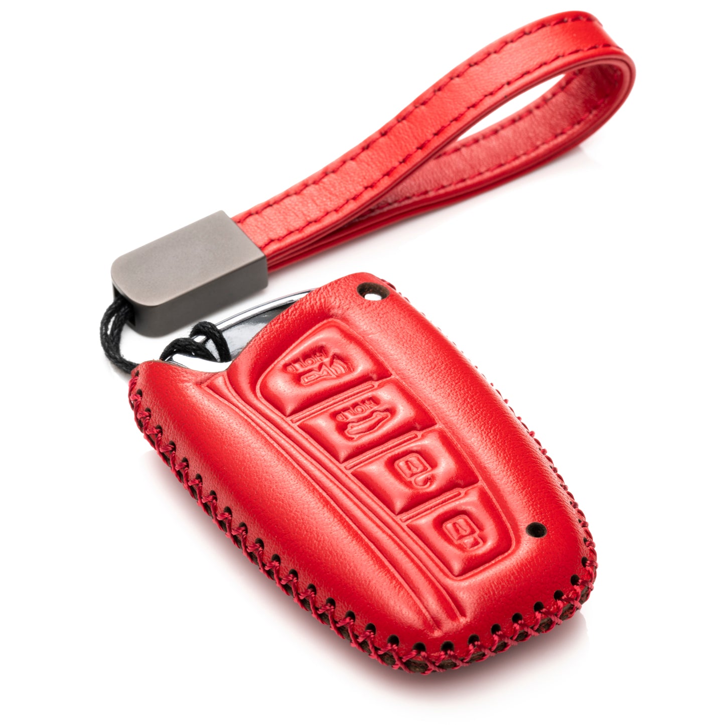 Vitodeco Leather Key Fob Case Compatible for 2013-2017 Hyundai Santa FE, 4-Button
