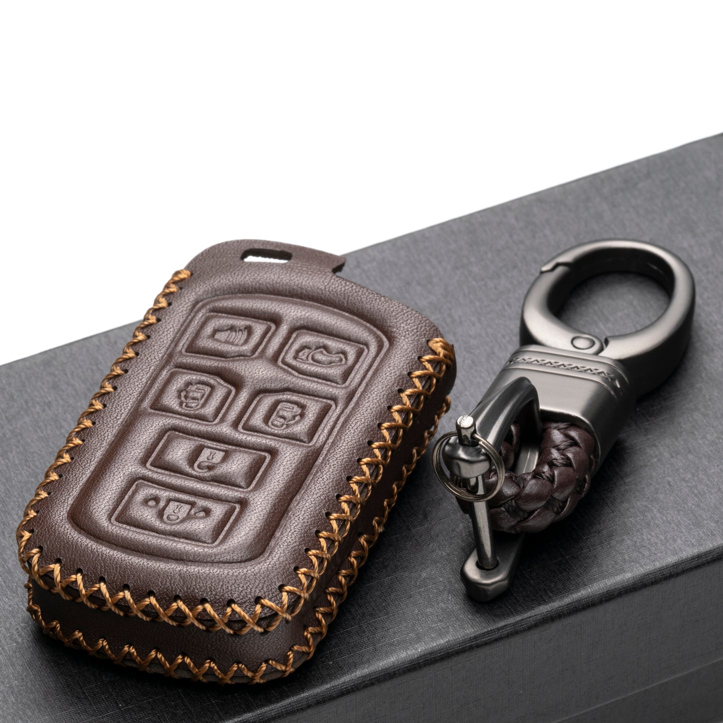 Vitodeco Leather Key Fob Case Compatible for Toyota Sienna 2011-2020, 6-Button
