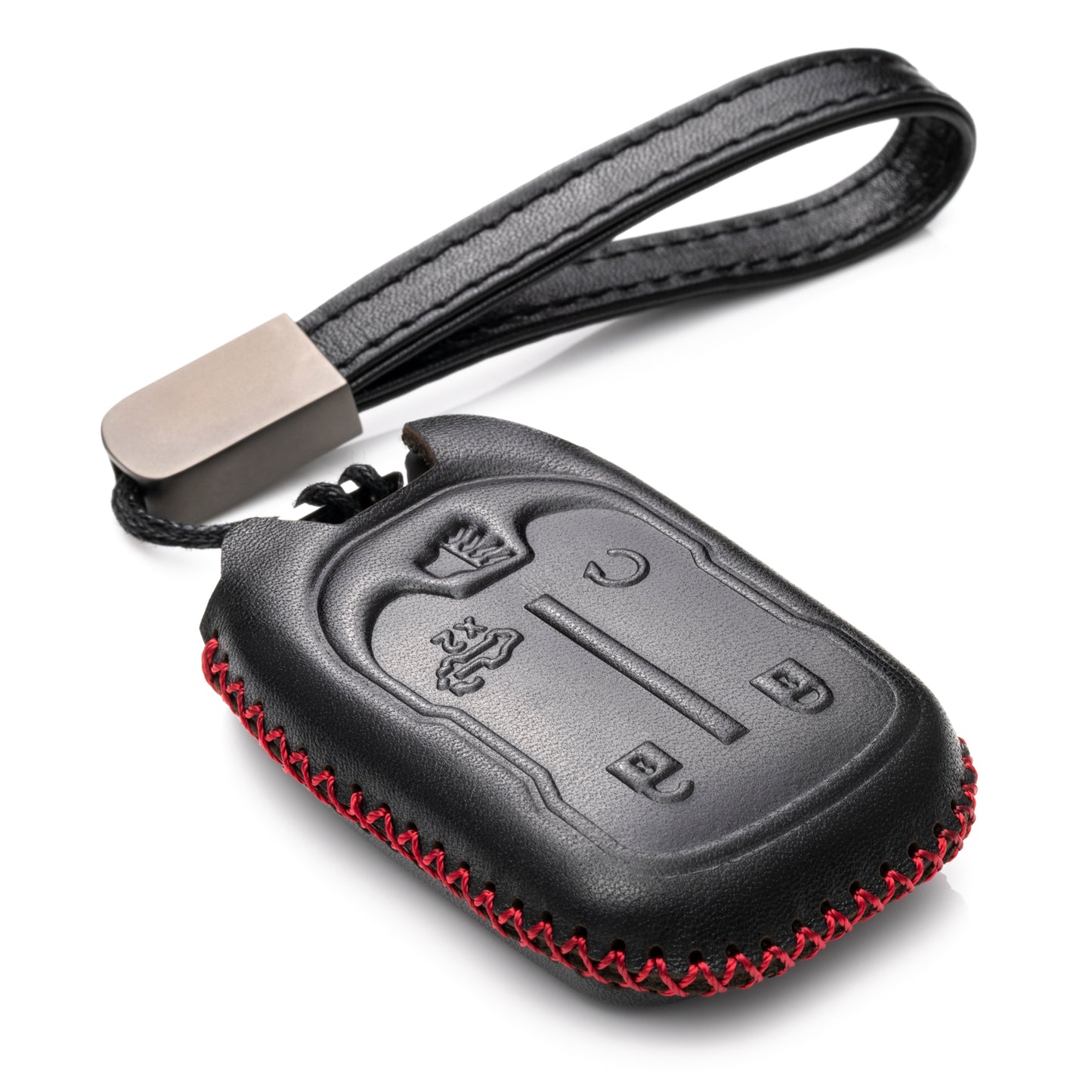 Vitodeco Leather Key Fob Case Compatible for Chevrolet Silverado 1500, 2500, 3500 2019-2023, GMC Sierra 2019-2023, 4-Button