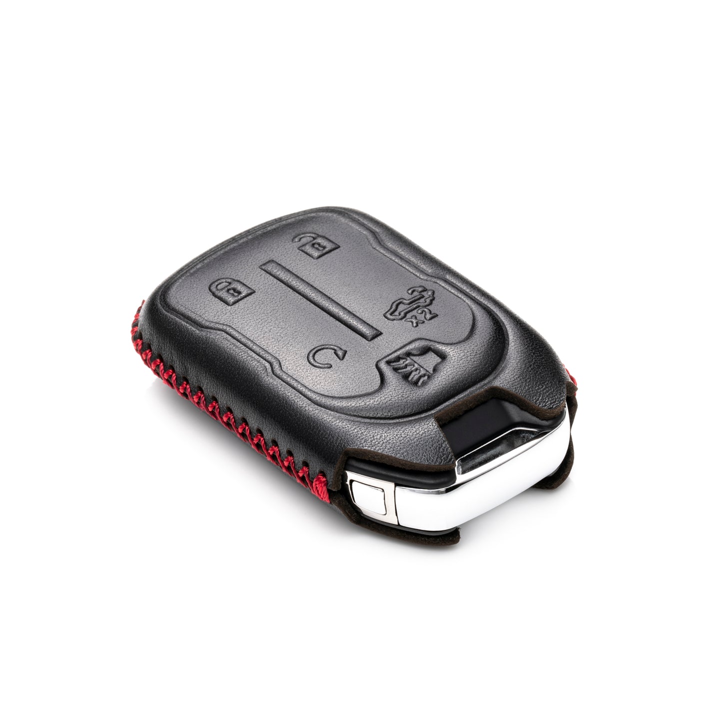 Vitodeco Leather Key Fob Case Compatible for Chevrolet Silverado 1500, 2500, 3500 2019-2023, GMC Sierra 2019-2023, 4-Button