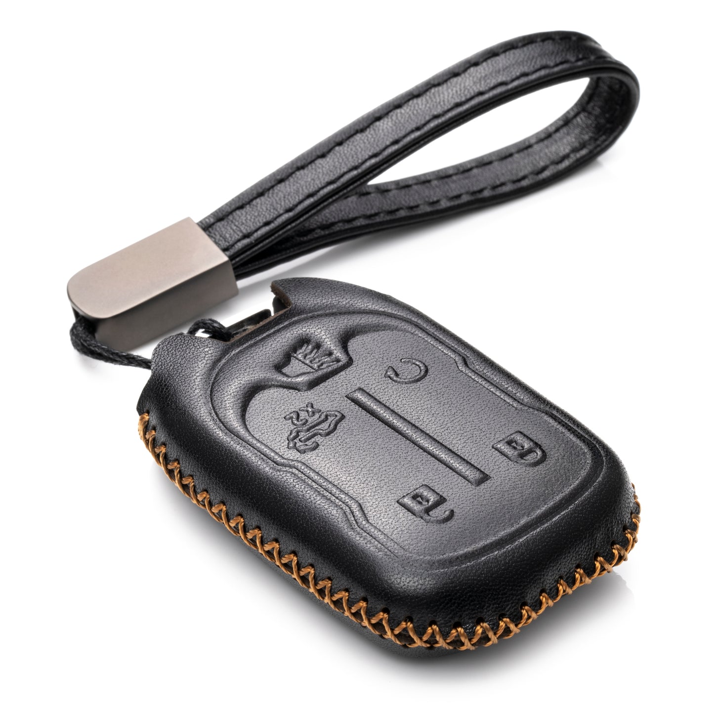 Vitodeco Leather Key Fob Case Compatible for Chevrolet Silverado 1500, 2500, 3500 2019-2023, GMC Sierra 2019-2023, 4-Button