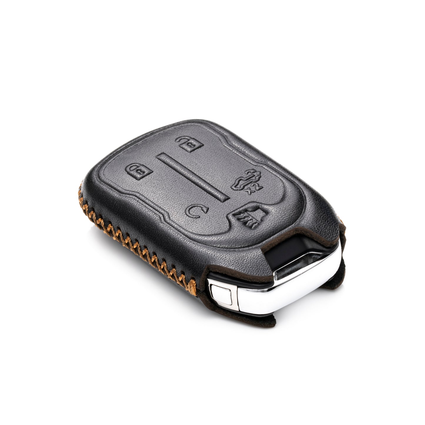 Vitodeco Leather Key Fob Case Compatible for Chevrolet Silverado 1500, 2500, 3500 2019-2023, GMC Sierra 2019-2023, 4-Button